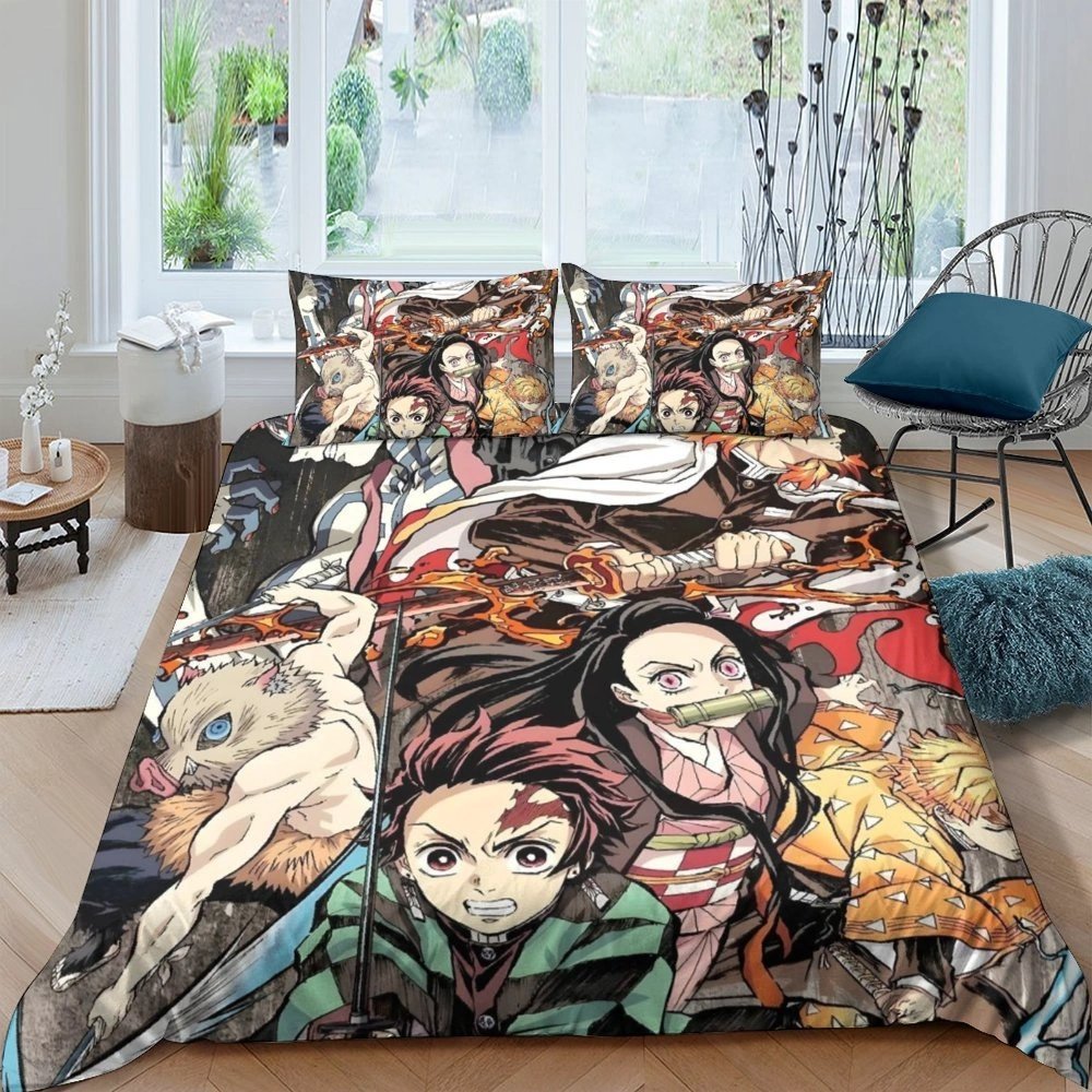 Demon Slayer Tanjiro Nezuko Bedding Sets - Anime Duvet Cover Set Lucideco - Image 2