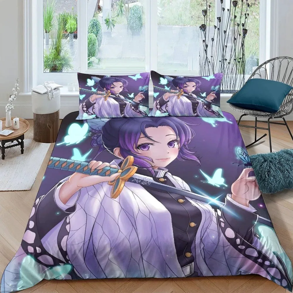 Demon Slayer Shinobu Purple Butterfly Blade Duvet Cover Set - Image 1