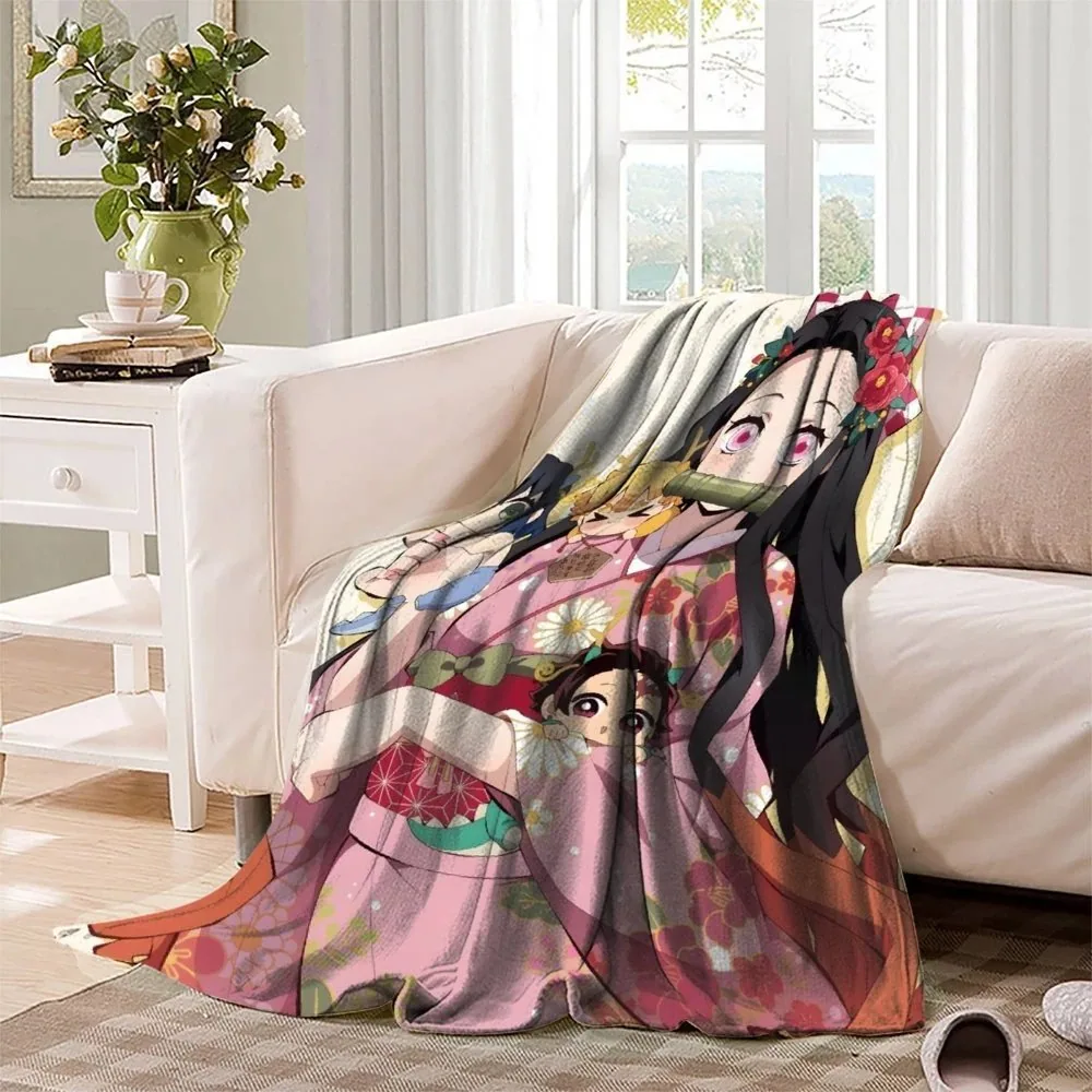 Demon Slayer Nezuko Chibi Friends Cream Fleece Throw Blanket - Image 3