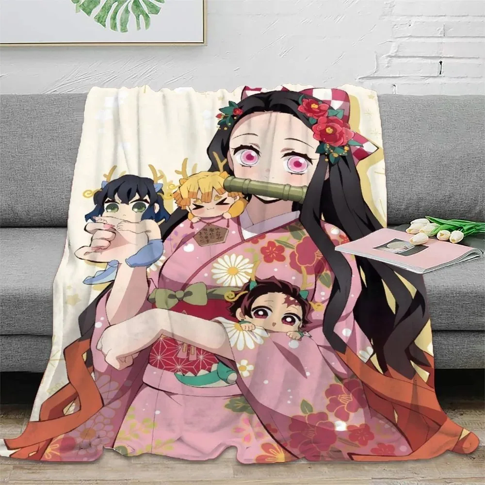Demon Slayer Nezuko Chibi Friends Cream Fleece Throw Blanket - Image 2