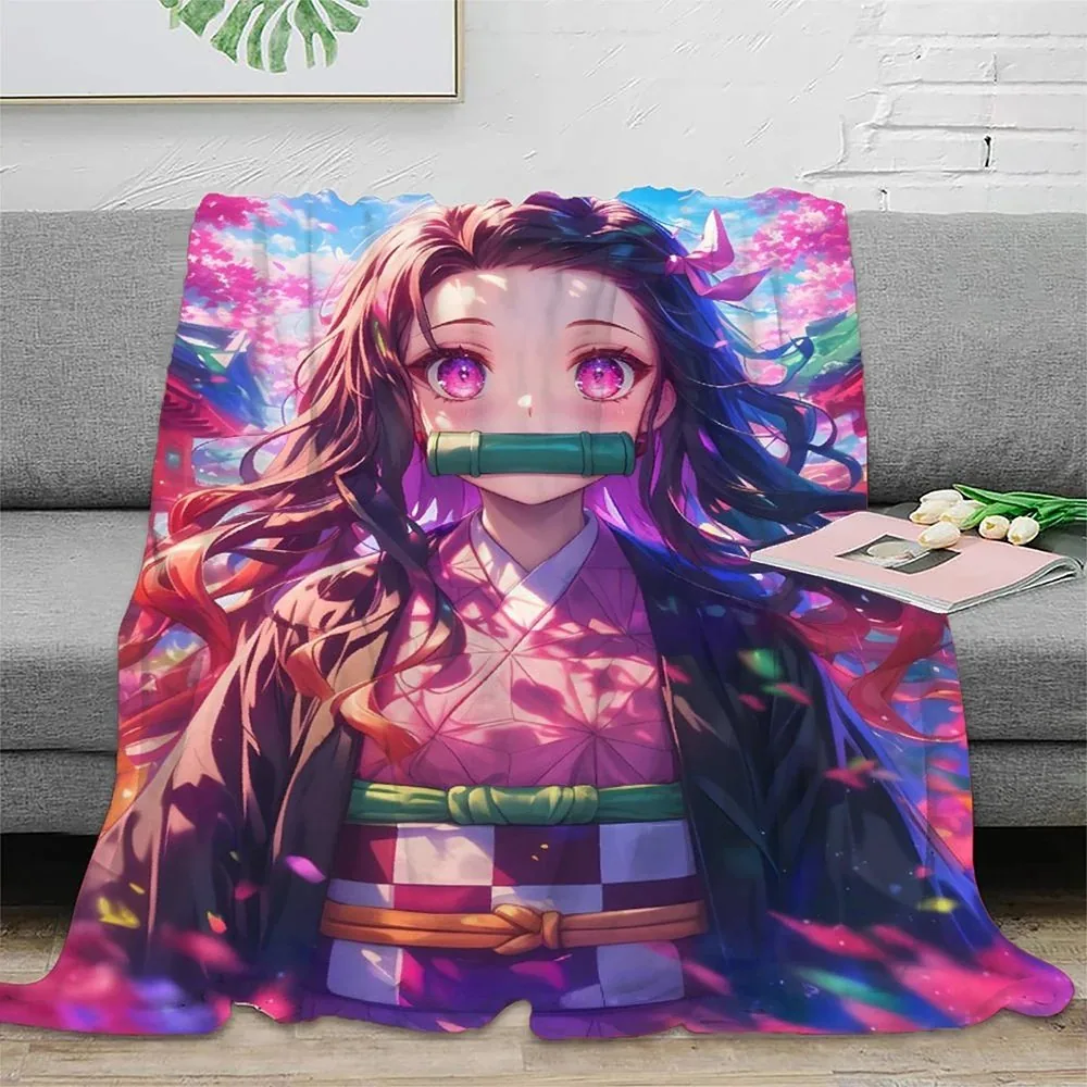 Demon Slayer Nezuko Cherry Blossom Portrait Fleece Throw Blanket - Image 2