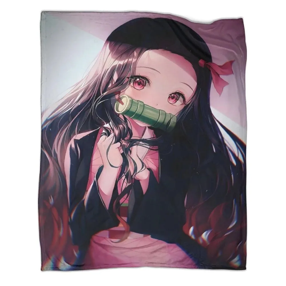 Demon Slayer Nezuko Dark Rose Close-Up Fleece Throw Blanket - Image 1