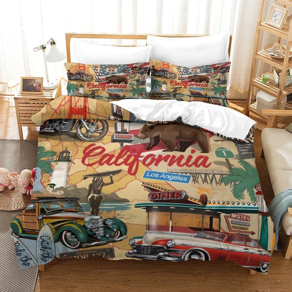 Route 66 Bedding Set - USA Flag Freedom Soft Duvet Cover Set Lucideco - Image 2