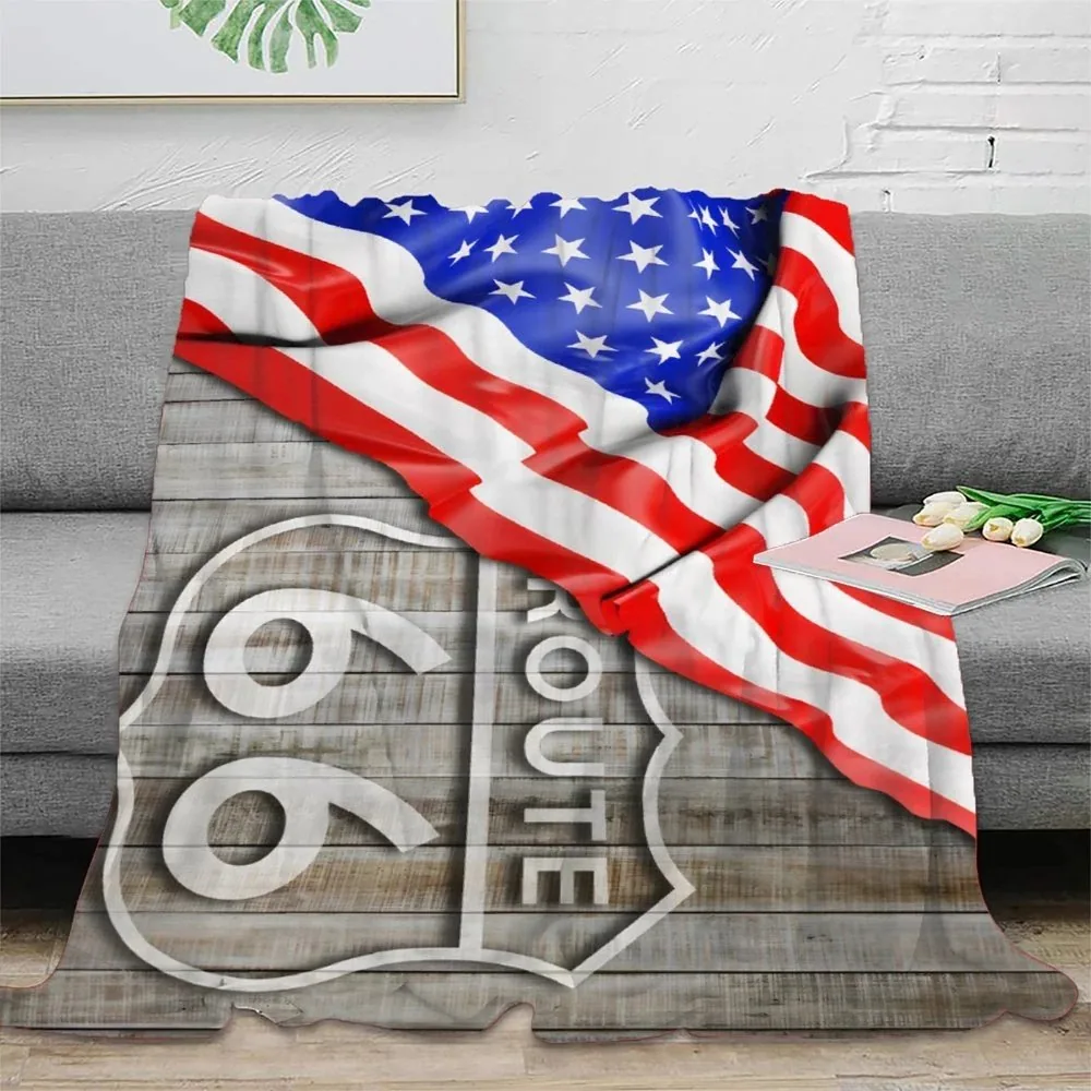 Route 66 and USA Flag0