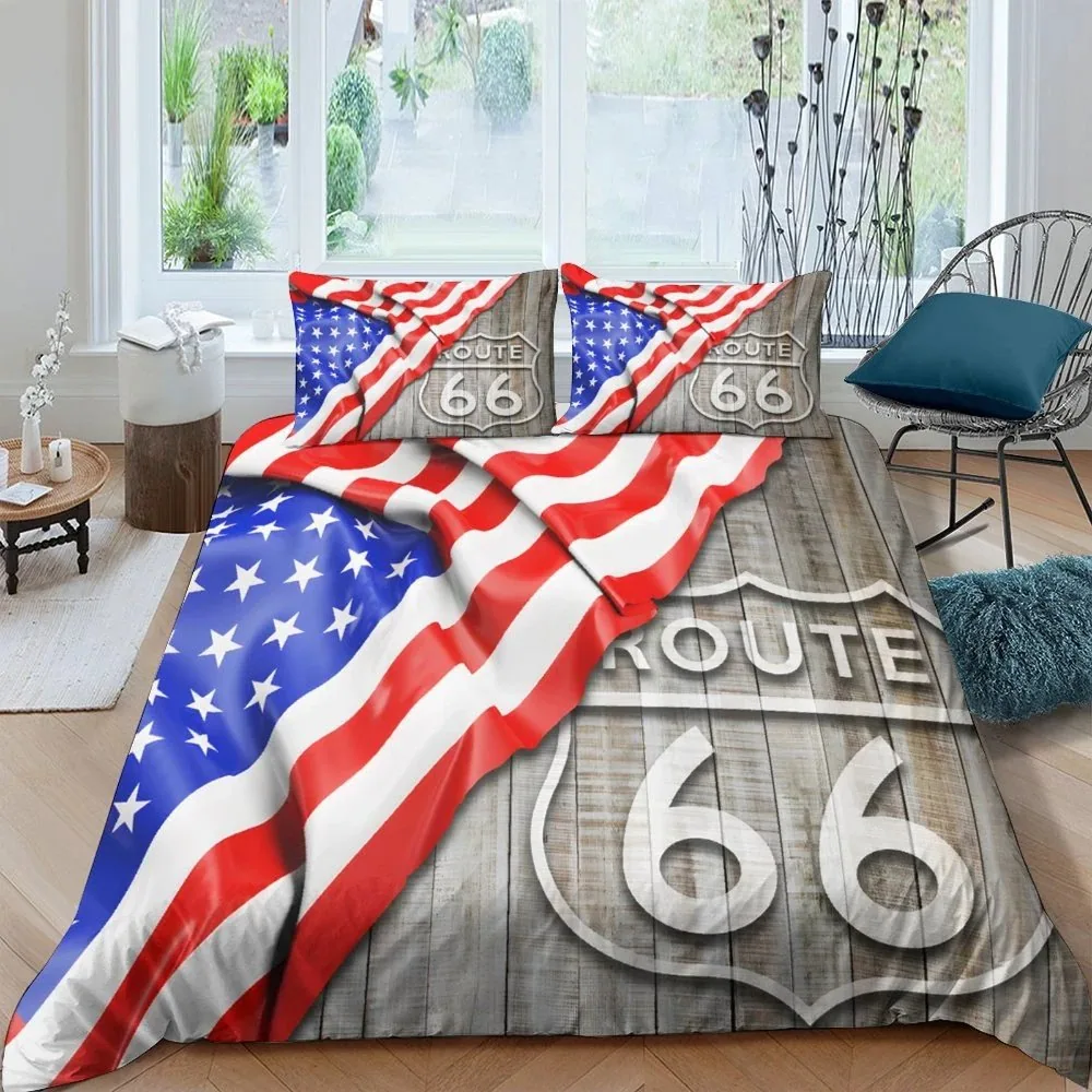 Route 66 and USA Flag2