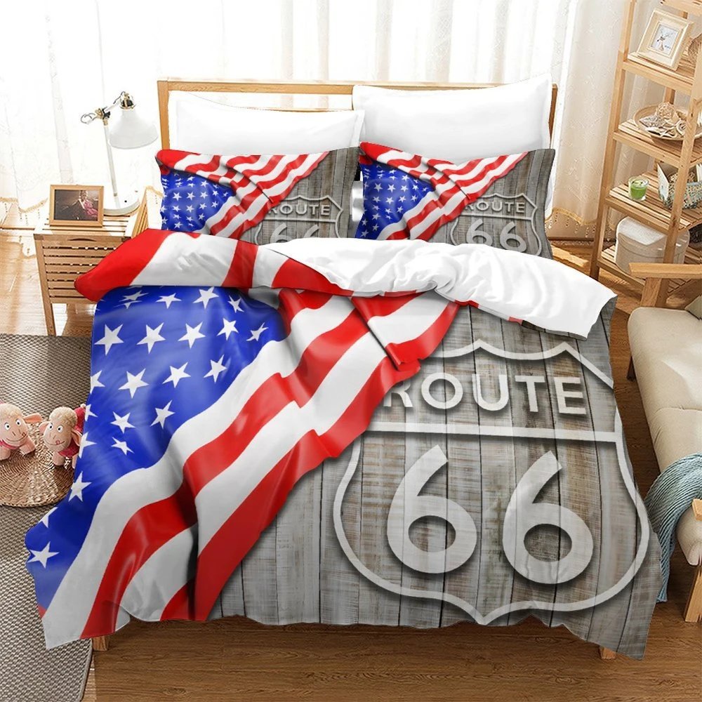 Route 66 and USA Flag4