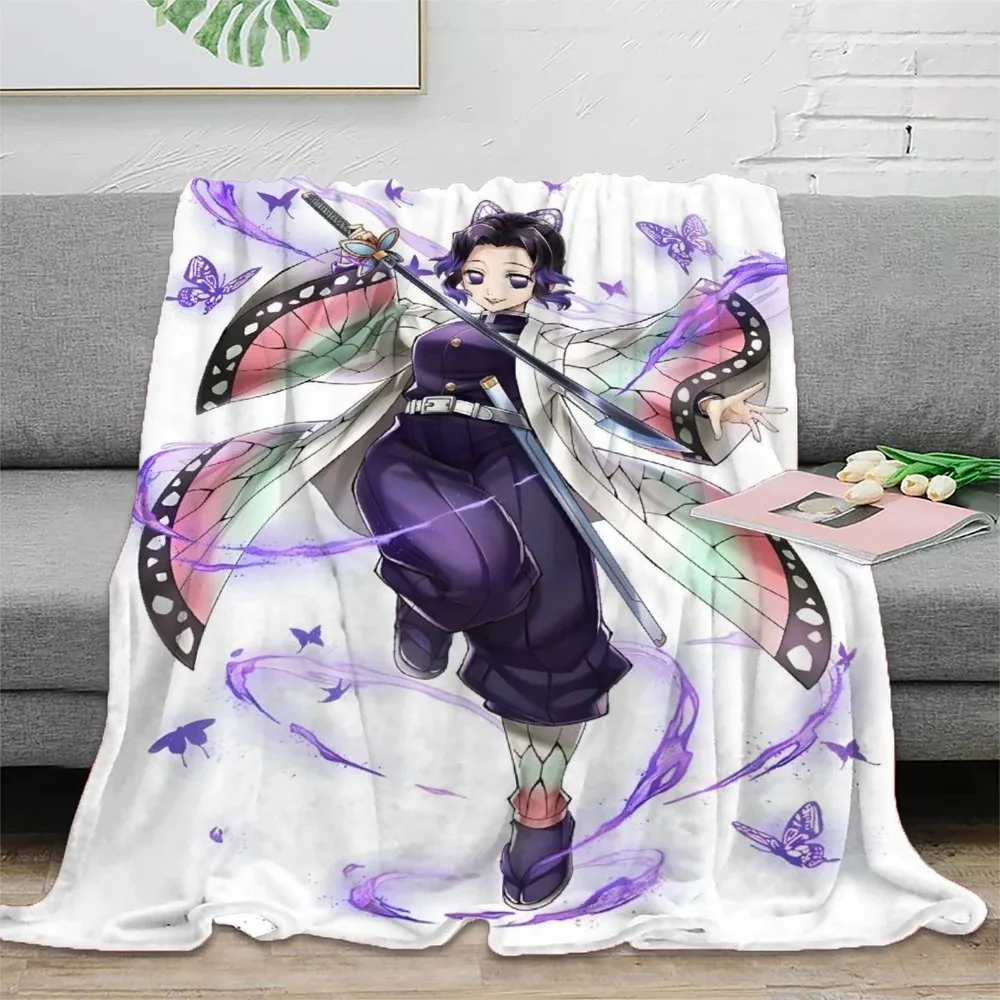 Demon Slayer Shinobu White Butterfly Wings Fleece Throw Blanket - Image 2
