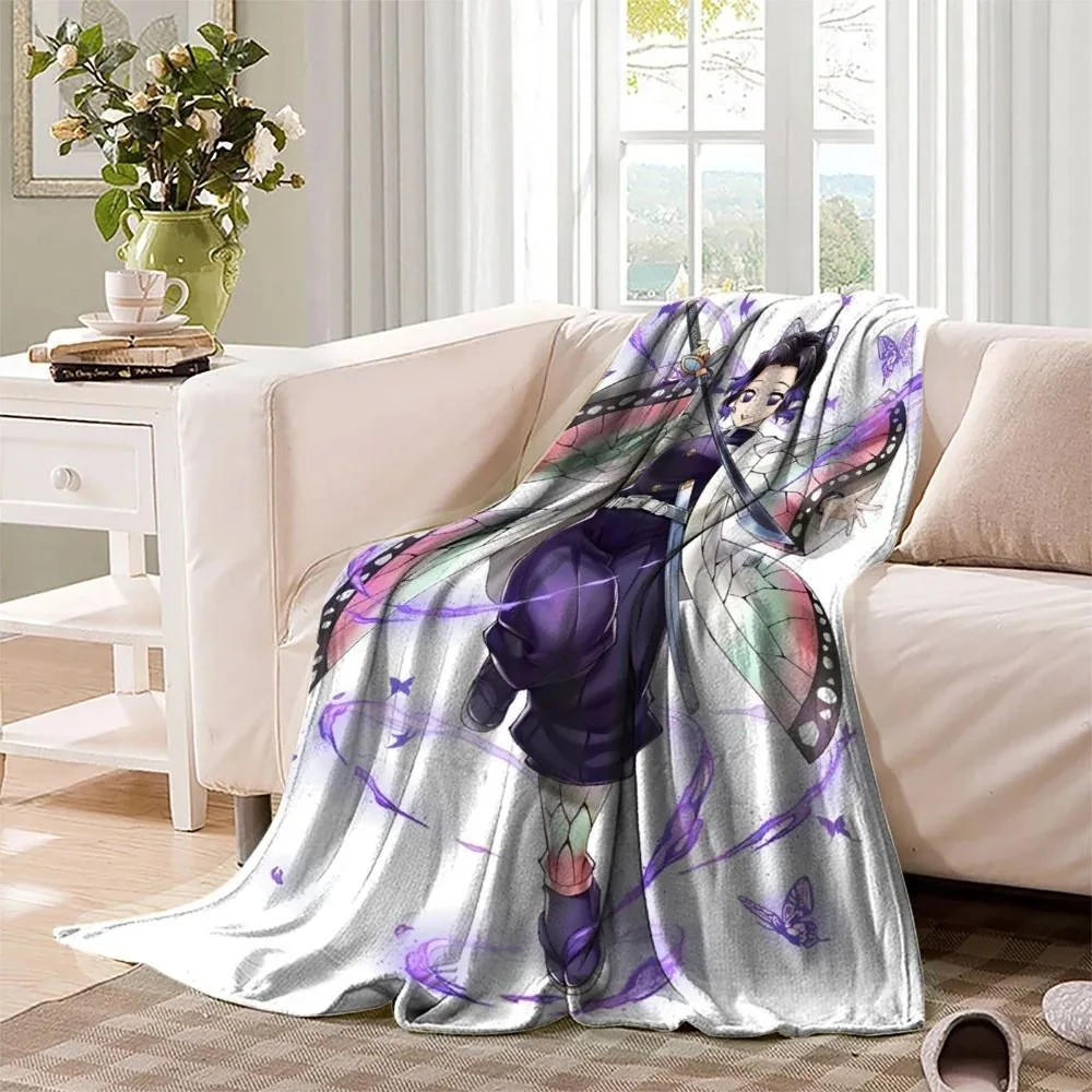 Demon Slayer Shinobu White Butterfly Wings Fleece Throw Blanket - Image 3