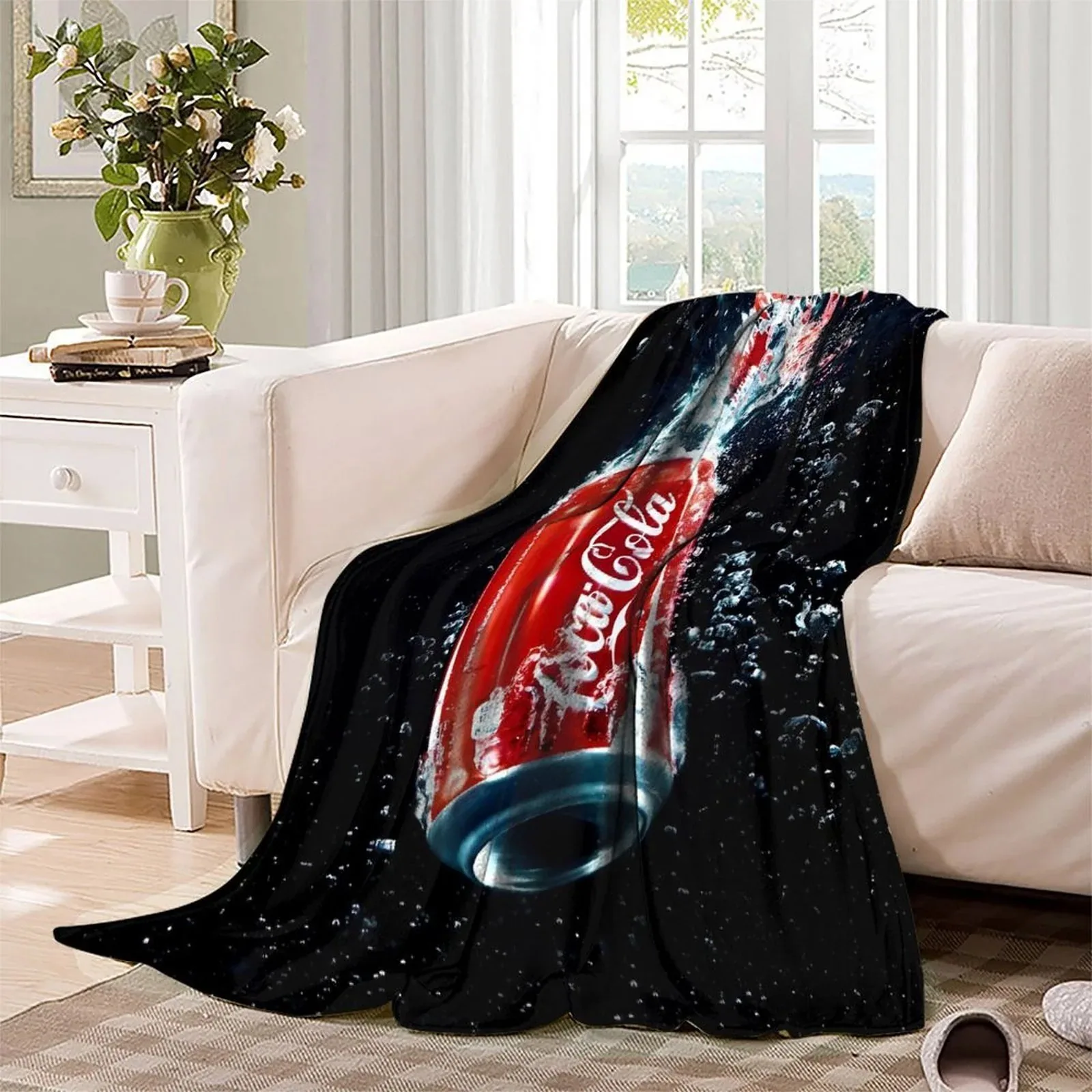 Coca-Cola Black Can Splash Fleece Throw Blanket - Image 3