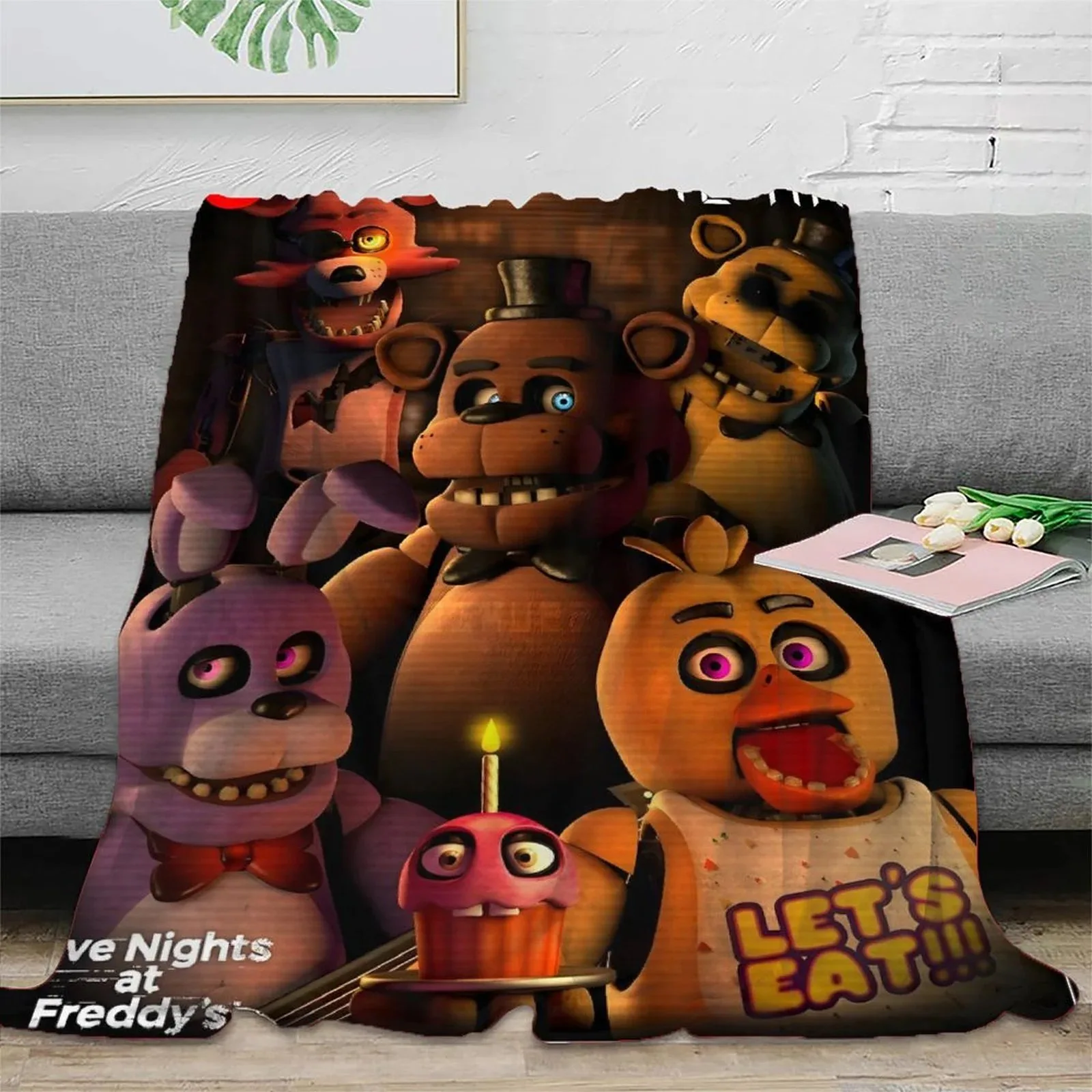 FNAF Five Nights at Freddy's Candlelight Brown Fleece Throw Blanket - Image 3