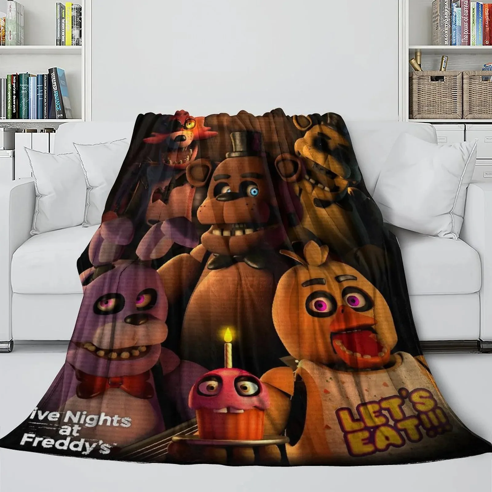 FNAF Five Nights at Freddy's Candlelight Brown Fleece Throw Blanket - Image 2
