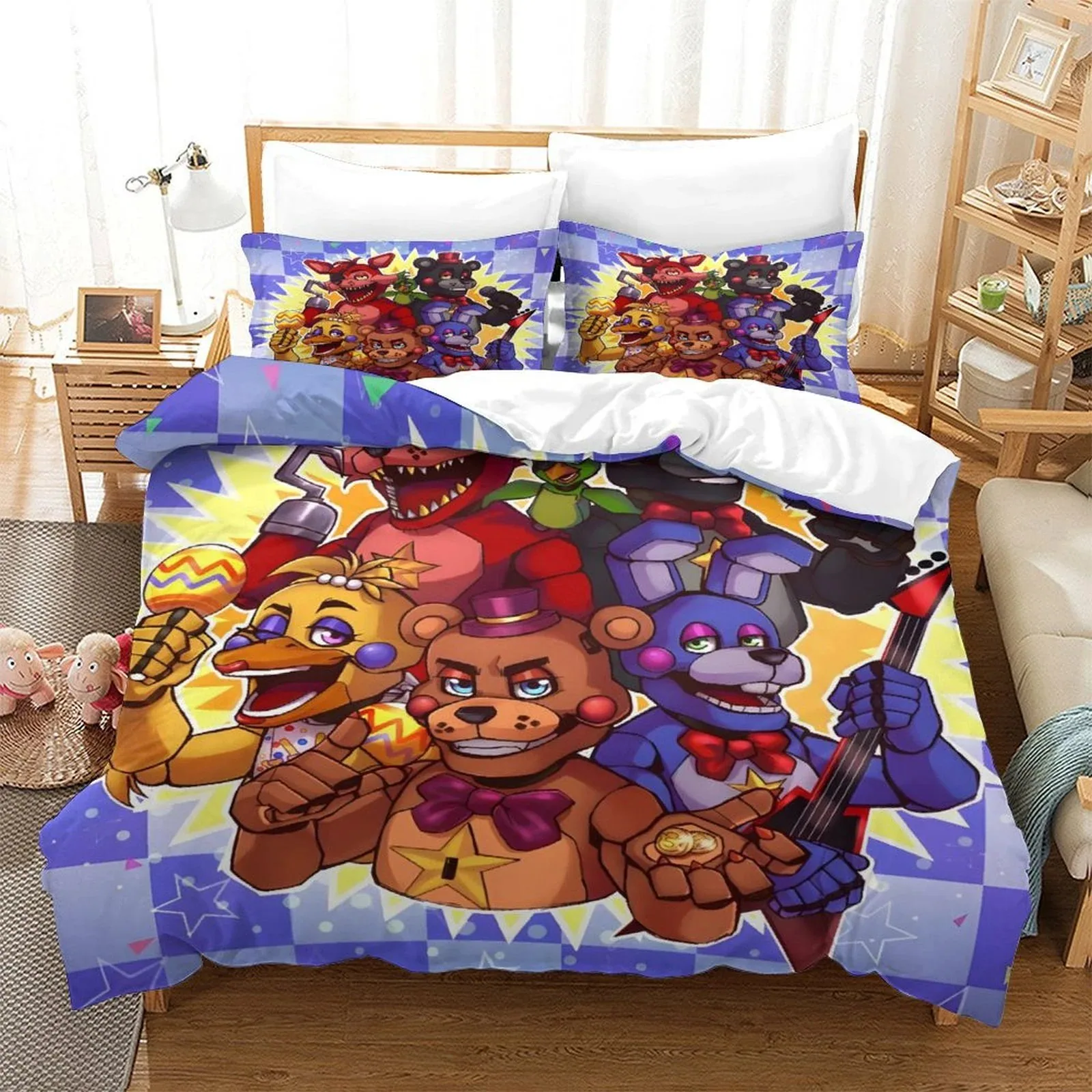 FNAF Five Nights at Freddy's Comic Blue Crew Duvet Cover Set - Image 2