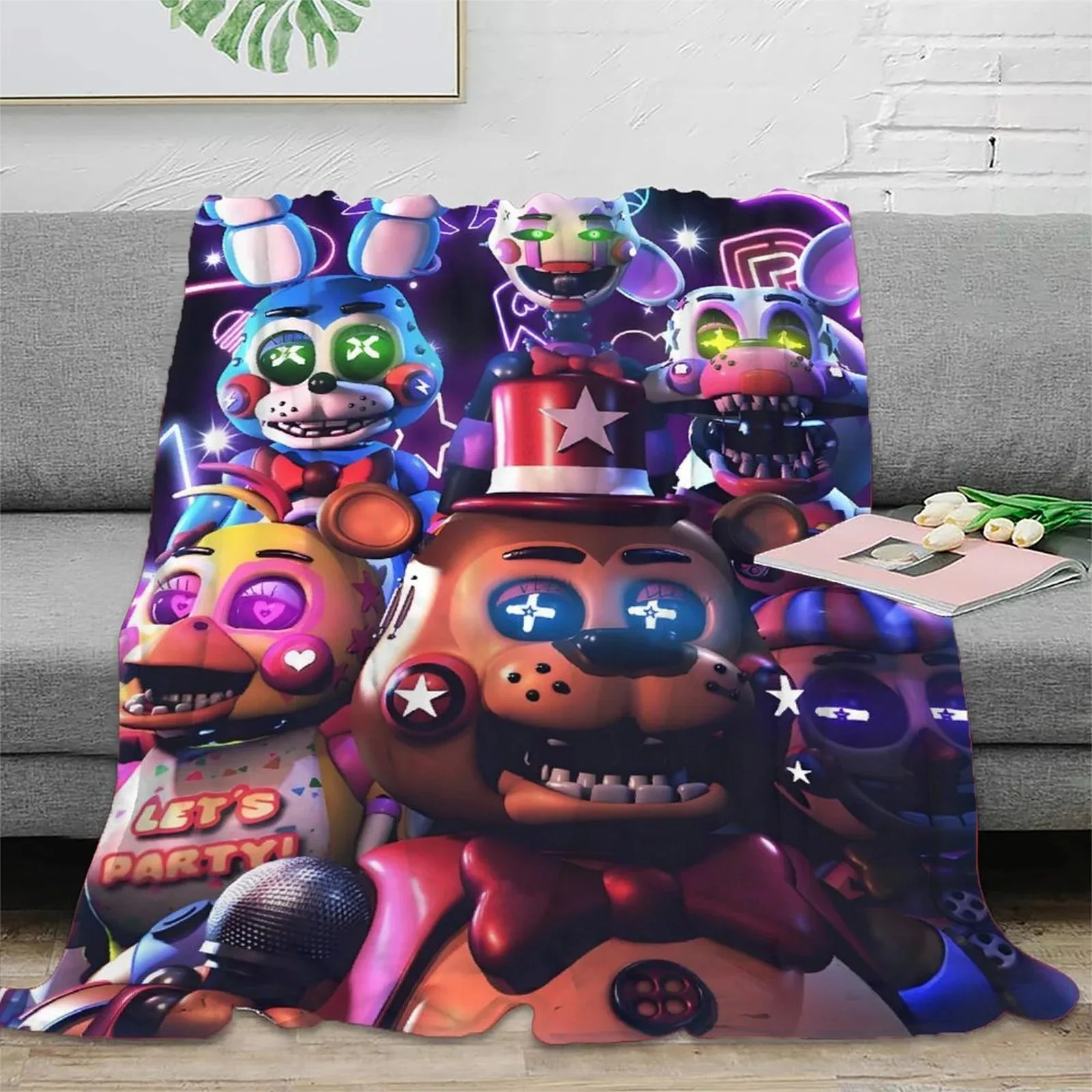 FNAF Five Nights at Freddy's Toy Crew Bright Fleece Throw Blanket - Image 2