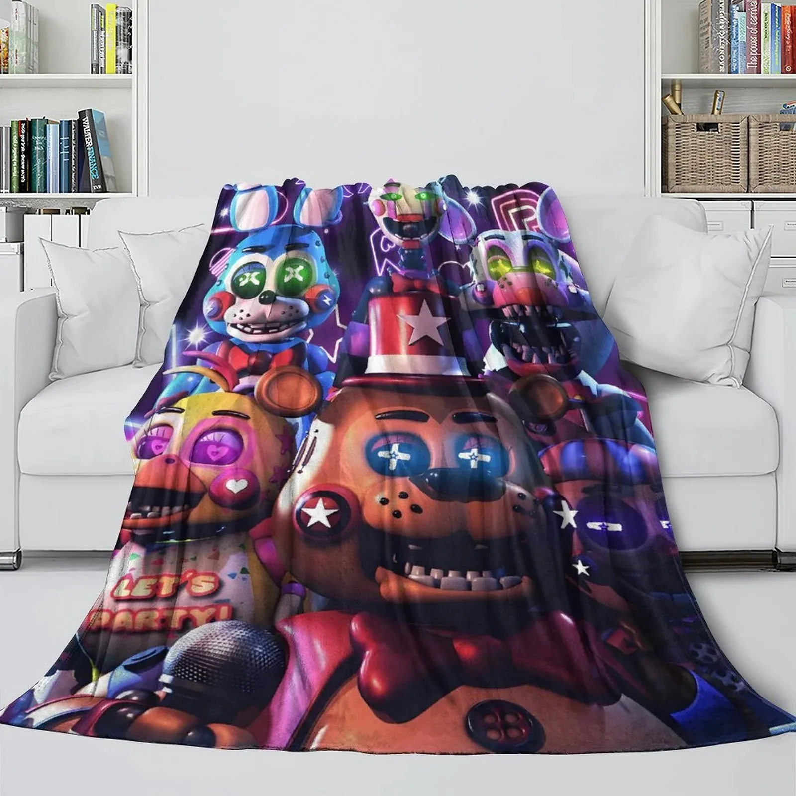 FNAF Five Nights at Freddy's Toy Crew Bright Fleece Throw Blanket - Image 3