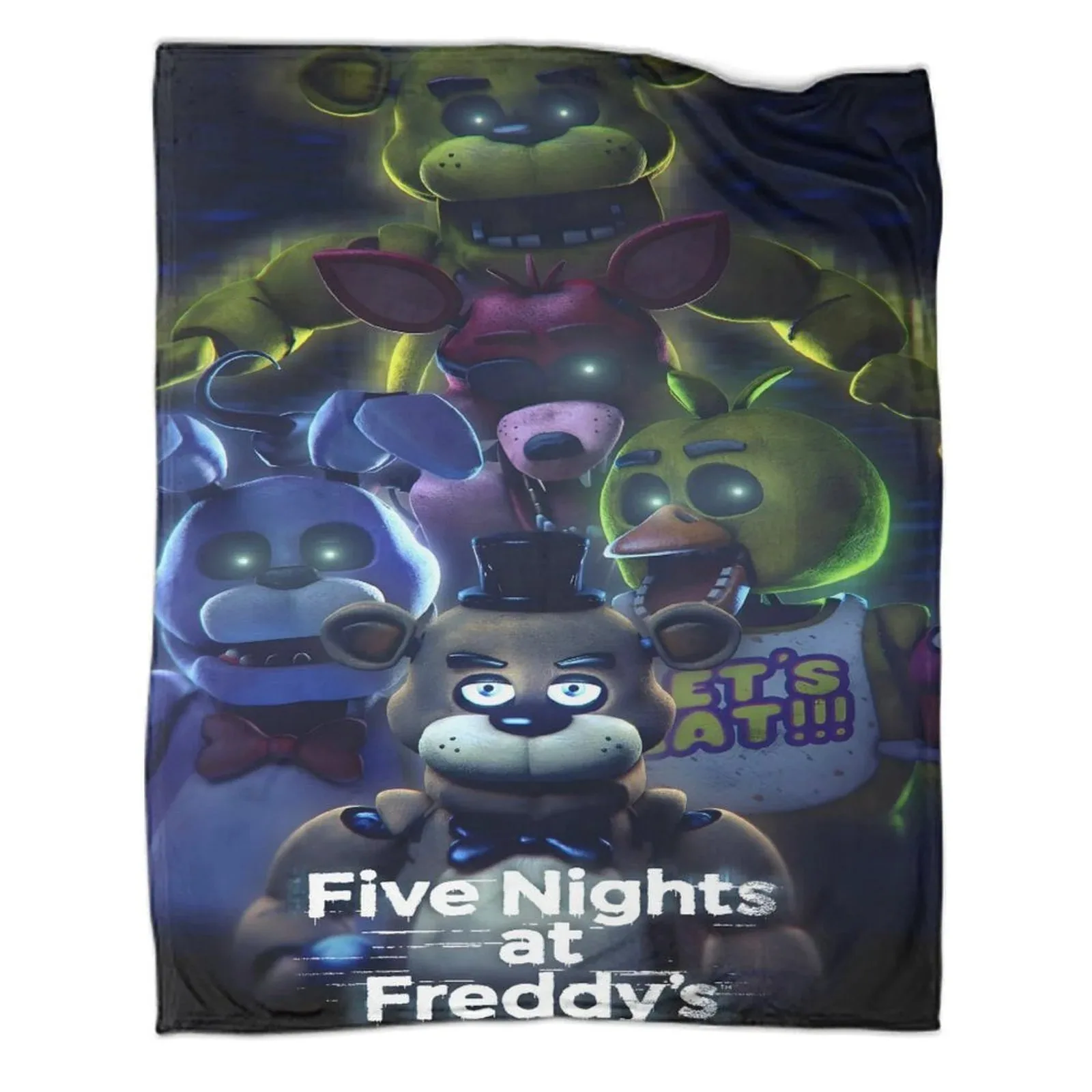 FNAF Five Nights at Freddy's Night Shift Blue Fleece Throw Blanket - Image 1