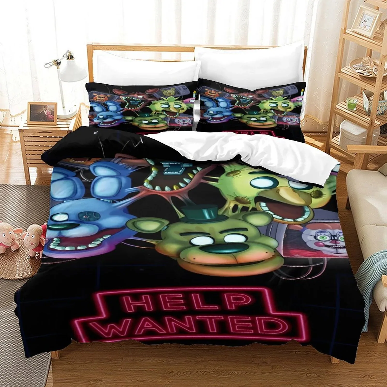 FNAF Five Nights at Freddy's Help Wanted Neon Duvet Cover Set - Image 1