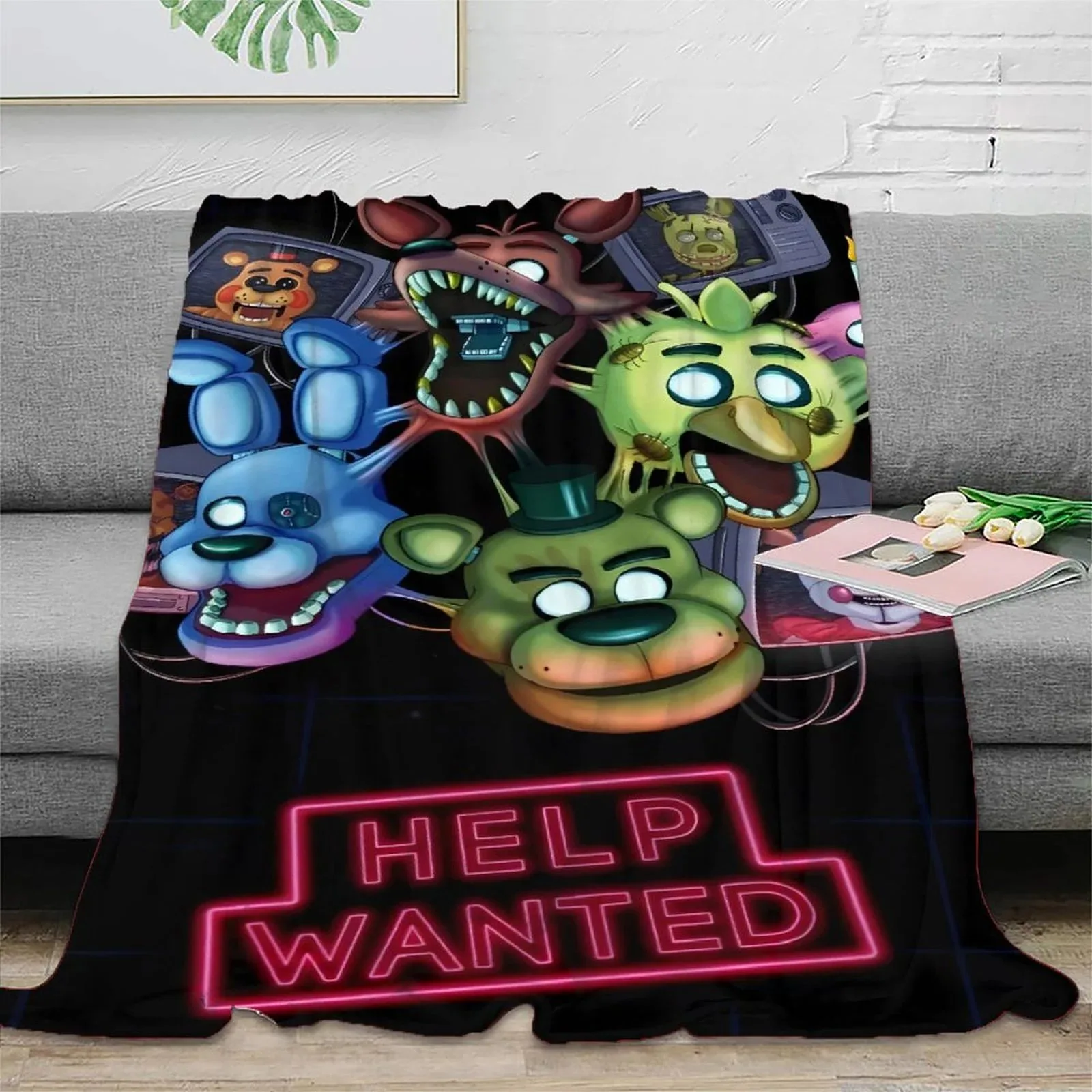 FNAF Five Nights at Freddy's Midnight Band Brown Fleece Throw Blanket - Image 2