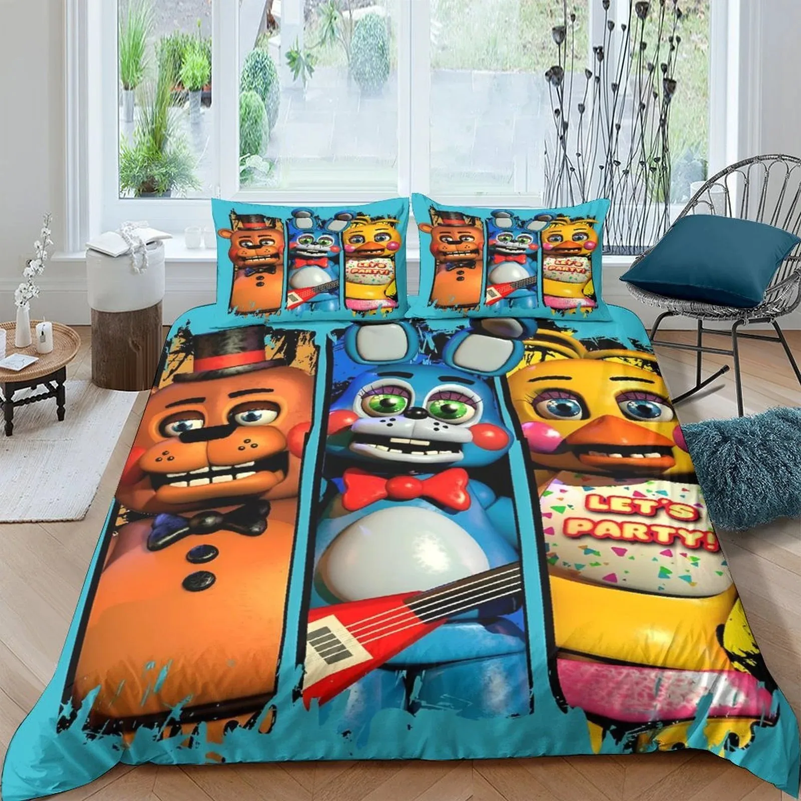 FNAF Five Nights at Freddy's Teal Panel Trio Duvet Cover Set - Image 2