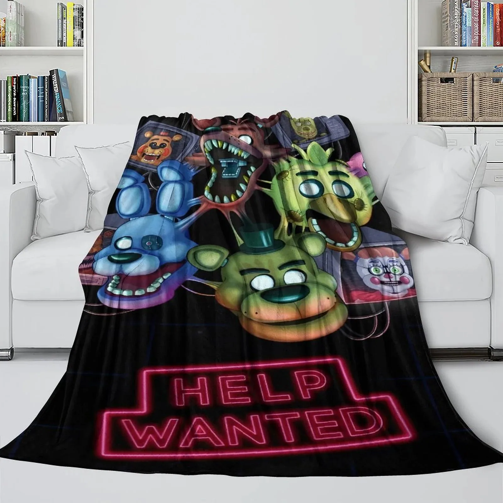 FNAF Five Nights at Freddy's Midnight Band Brown Fleece Throw Blanket - Image 3