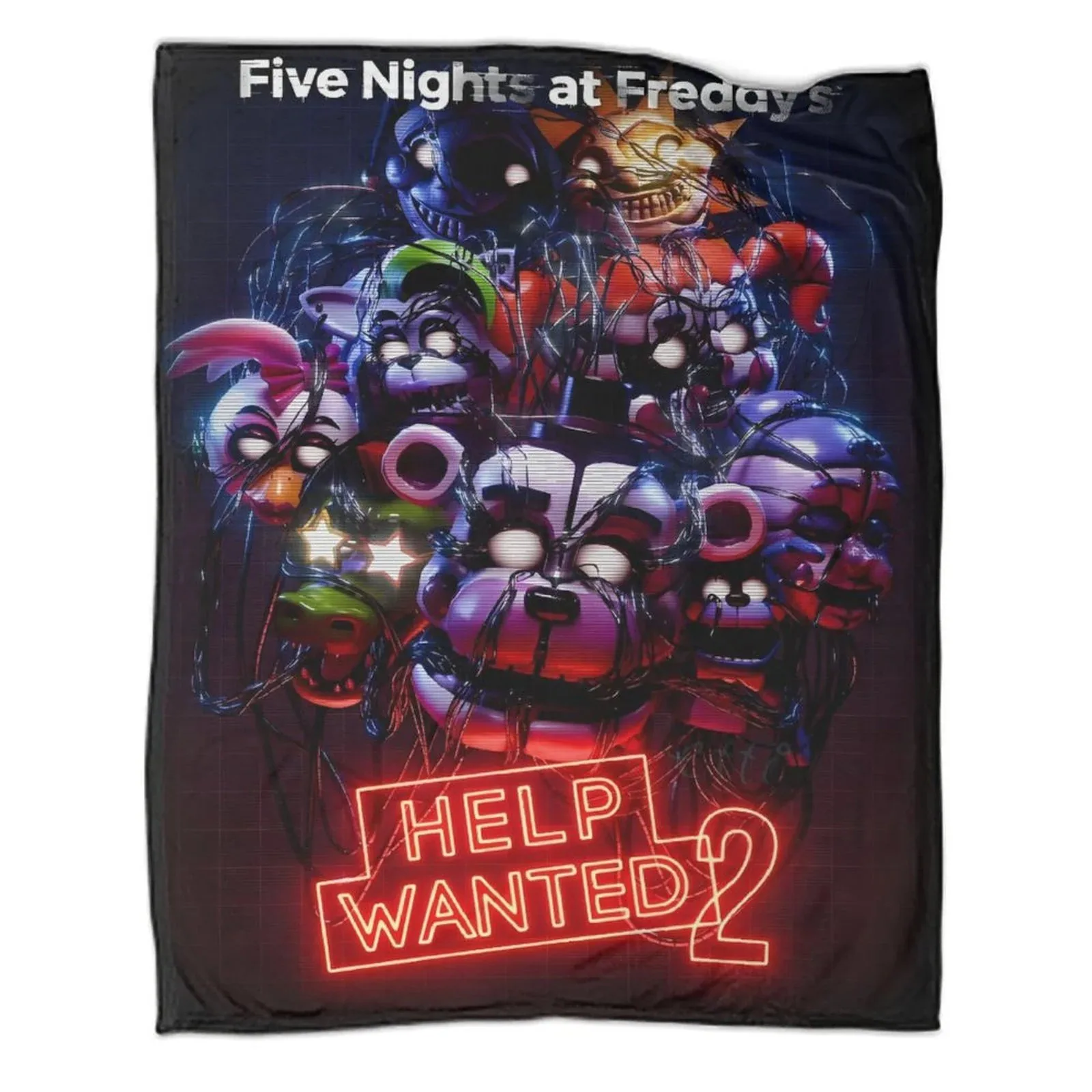 FNAF Five Nights at Freddy's Help Wanted 2 Red Fleece Throw Blanket - Image 1