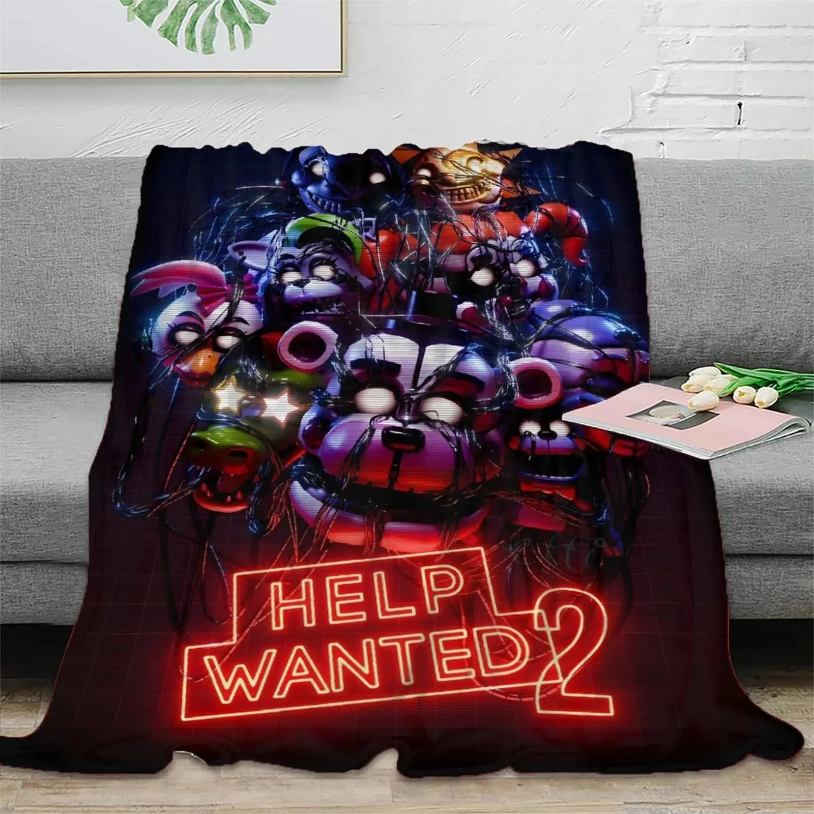 FNAF Five Nights at Freddy's Help Wanted 2 Red Fleece Throw Blanket - Image 2