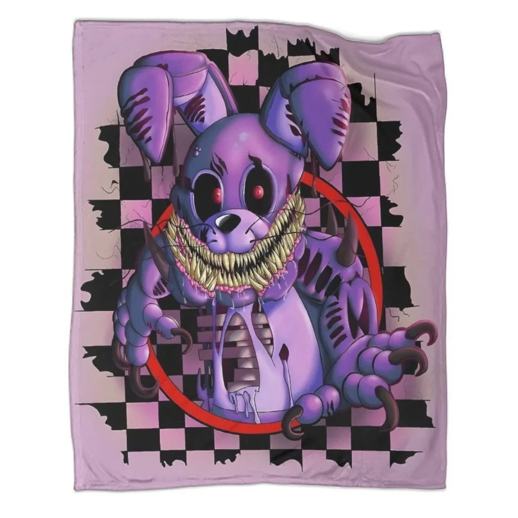 FNAF Five Nights at Freddy's Twisted Bonnie Pink Fleece Throw Blanket - Image 1
