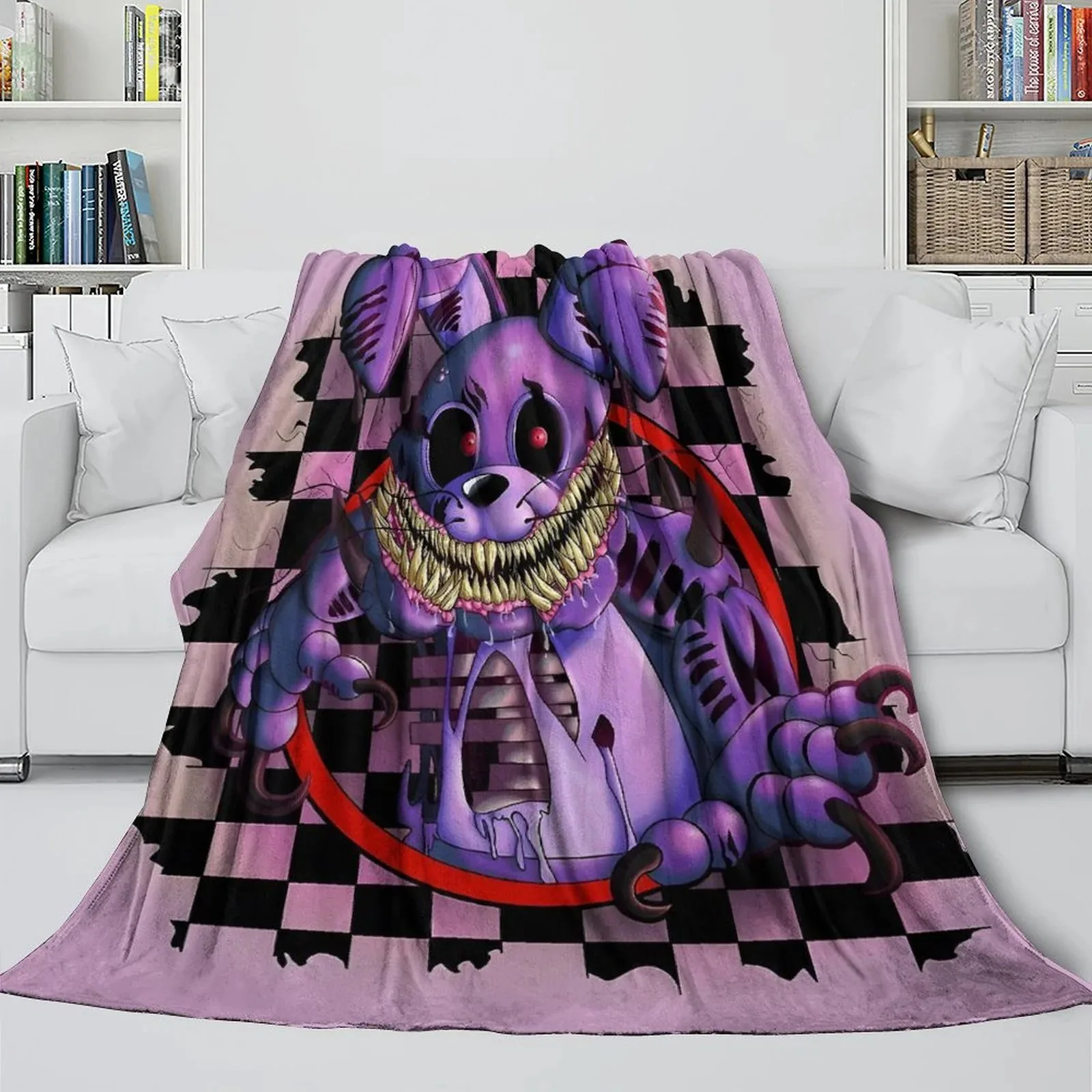 FNAF Five Nights at Freddy's Twisted Bonnie Pink Fleece Throw Blanket - Image 3