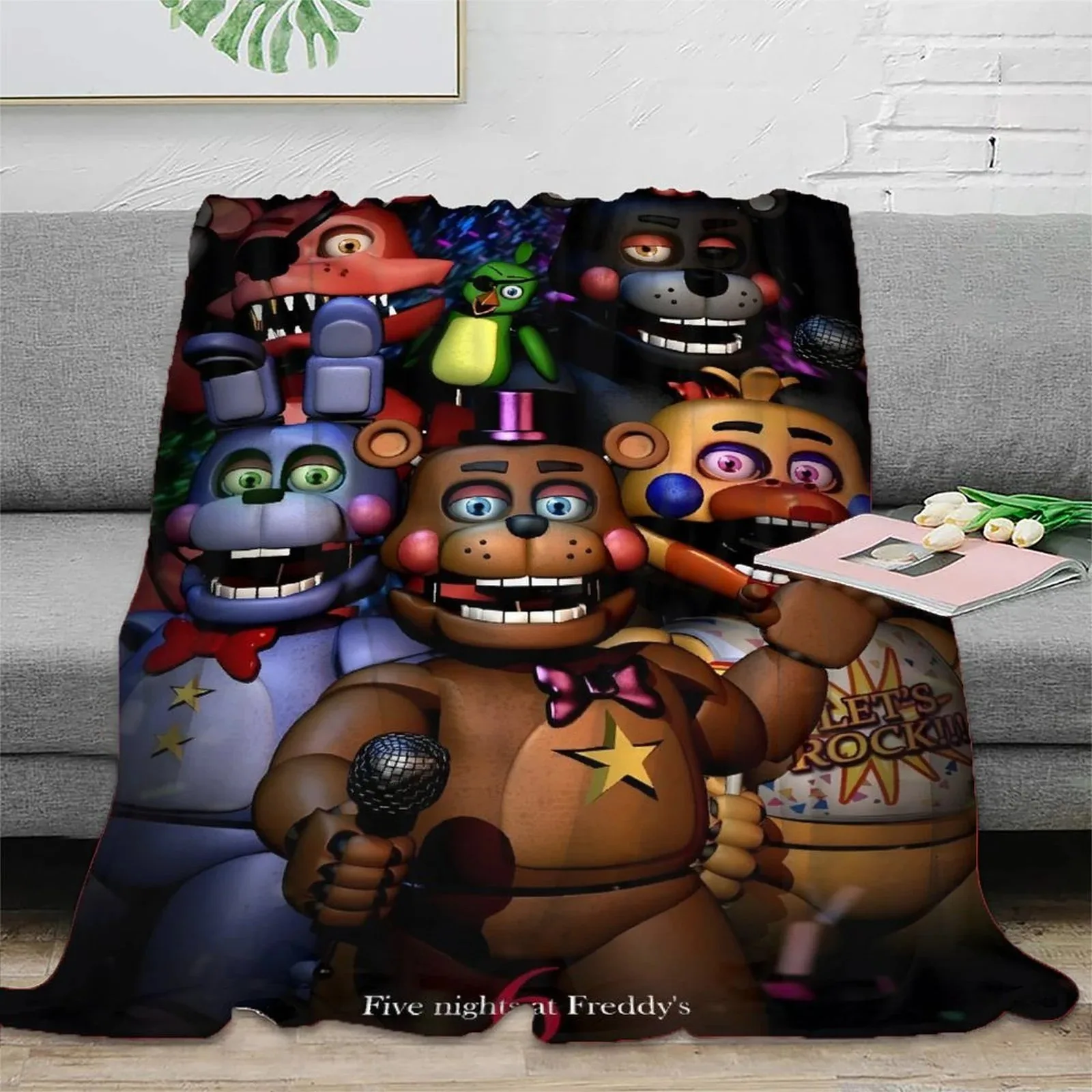FNAF Five Nights at Freddy's Rock Stage Dark Fleece Throw Blanket - Image 2