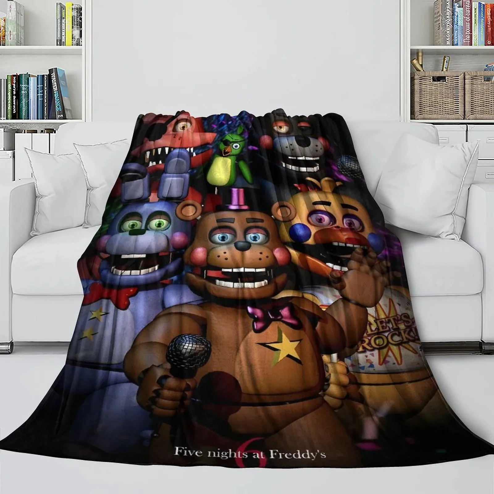 FNAF Five Nights at Freddy's Rock Stage Dark Fleece Throw Blanket - Image 3