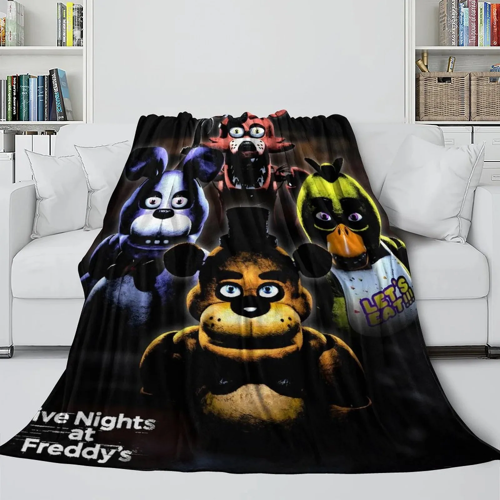 FNAF Five Nights at Freddy's Withered Black Fleece Throw Blanket - Image 2