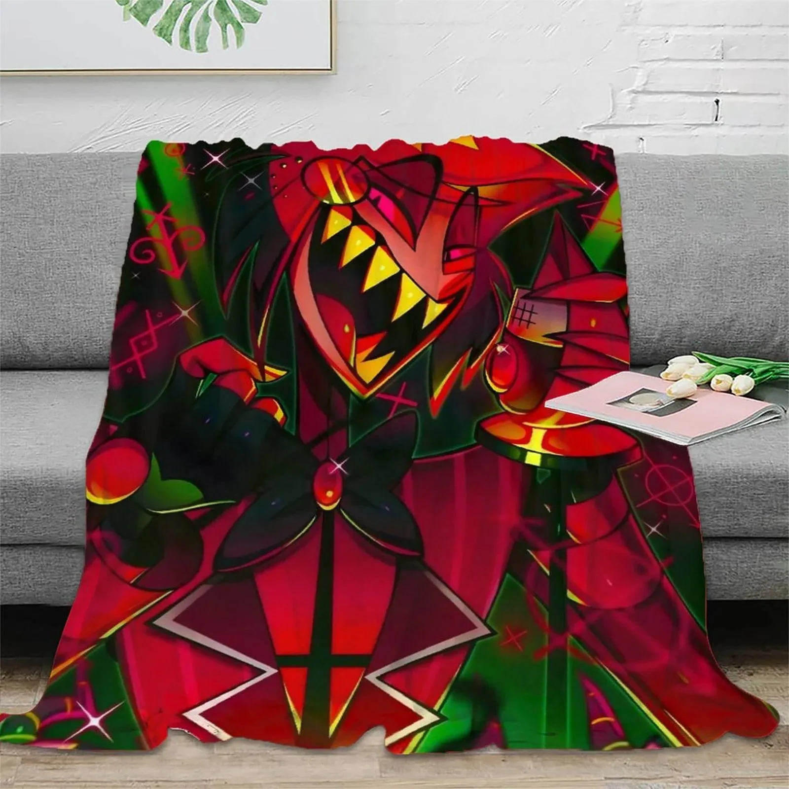 Hazbin Hotel Demon Form Red Fleece Throw Blanket - Image 2