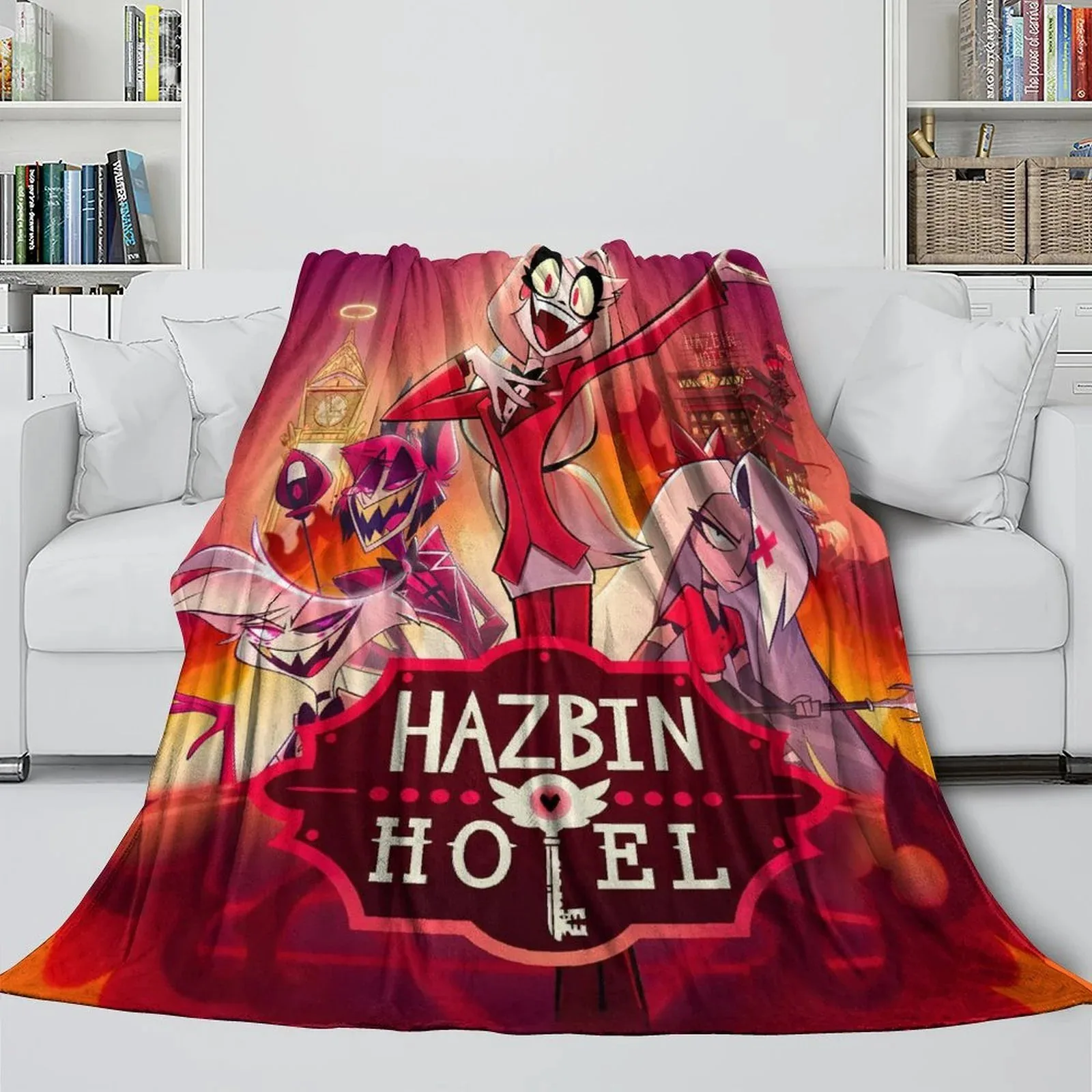 Hazbin Hotel Hotel Logo Cast Fleece Throw Blanket - Image 3