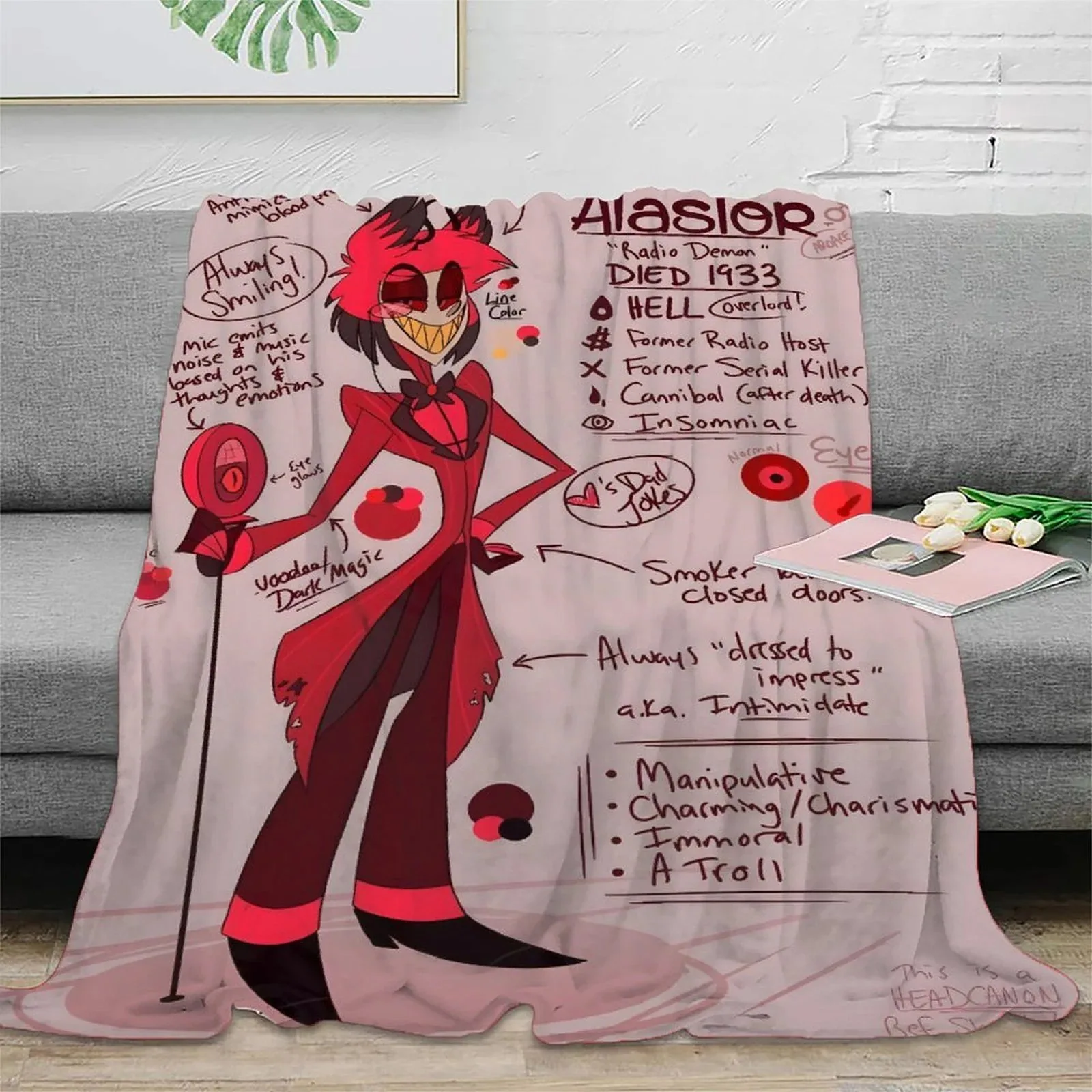 Hazbin Hotel Character Notes Cream Fleece Throw Blanket - Image 2