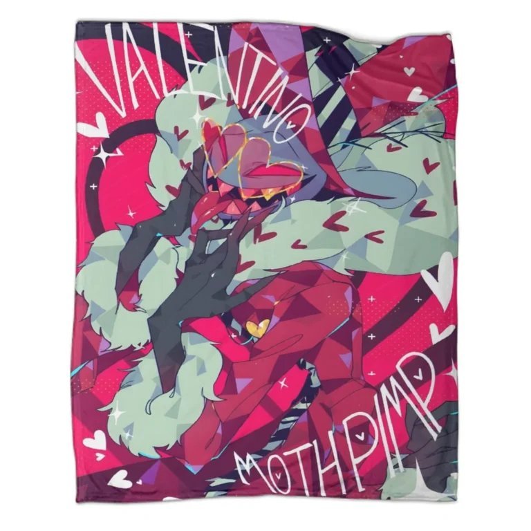 Hazbin Hotel Valentino Pink Collage Throw Blanket - Image 1