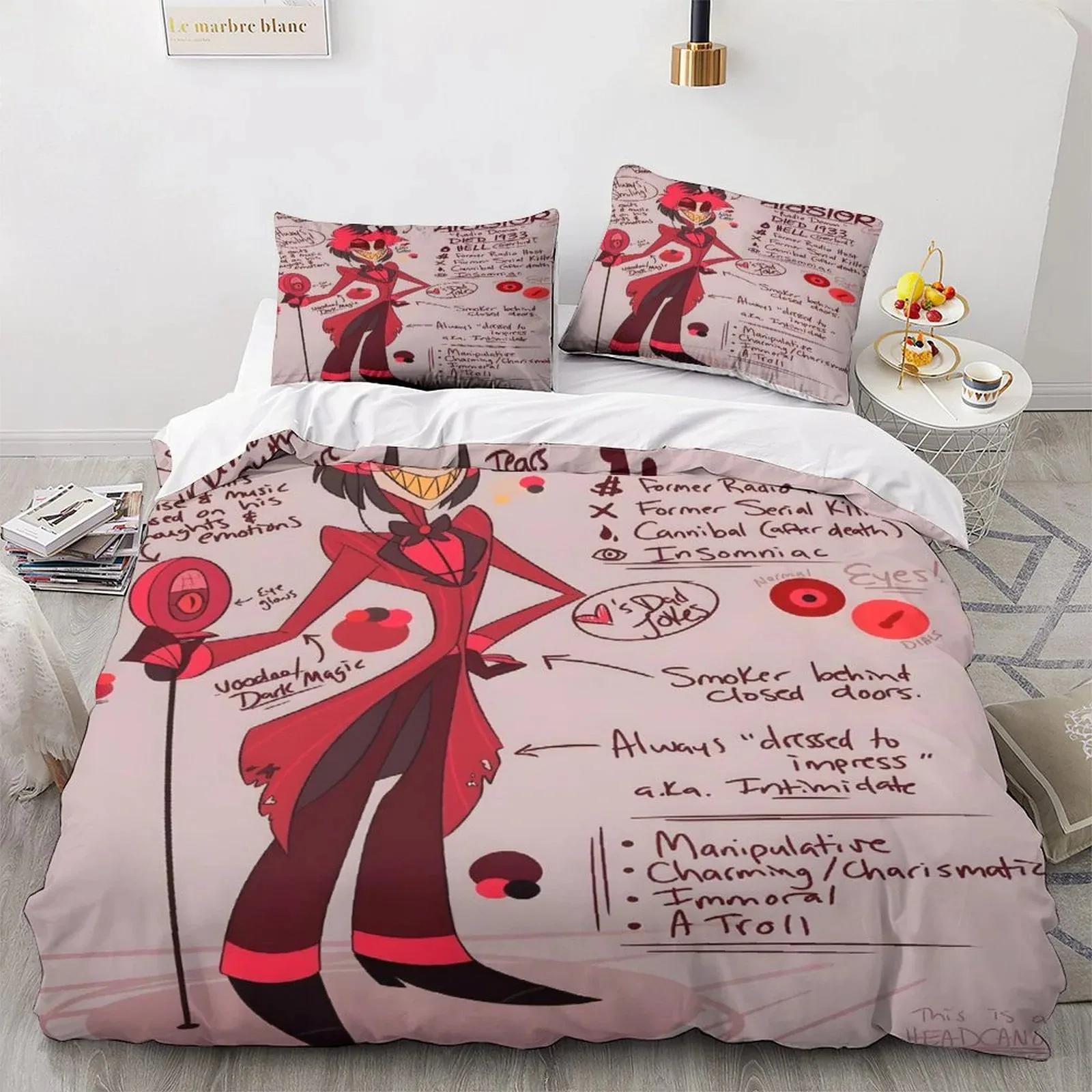 Hazbin Hotel Notebook Pale Pink Duvet Cover Set - Image 2