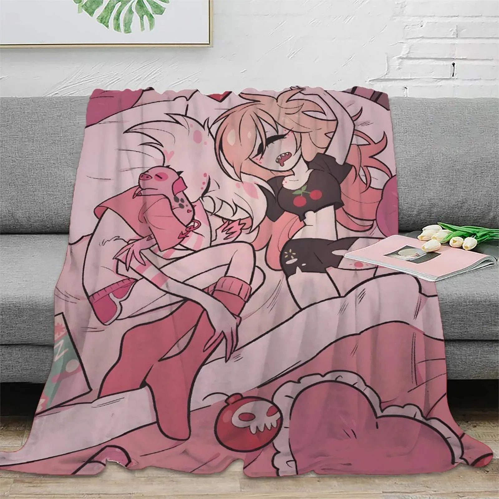 Hazbin Hotel Pale Pink Slumber Fleece Throw Blanket - Image 2