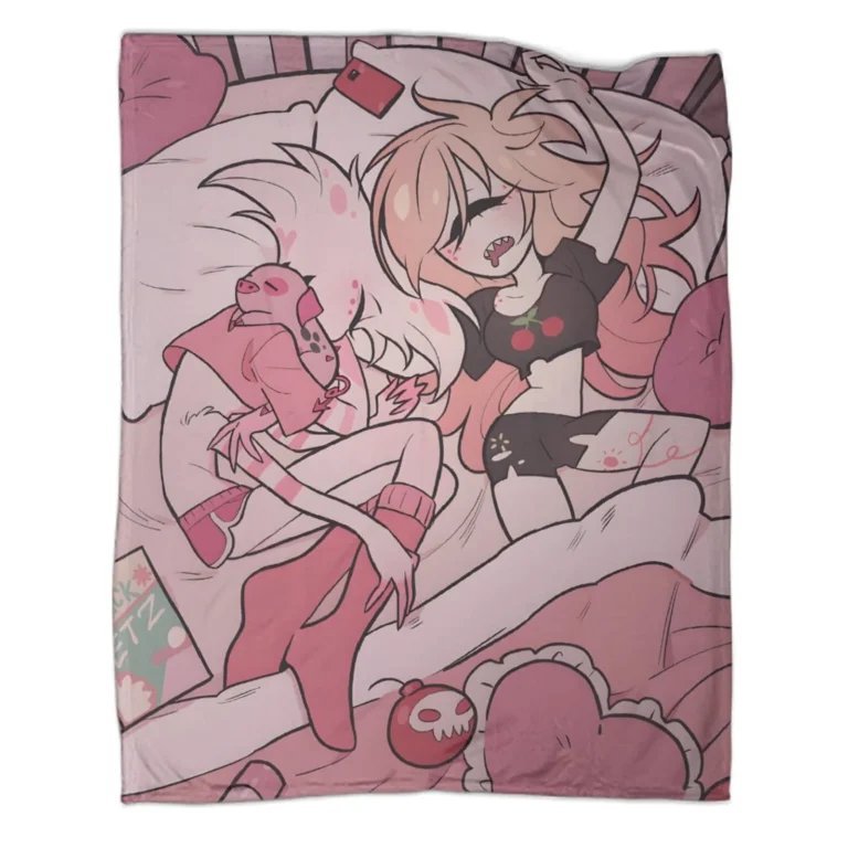Hazbin Hotel Pale Pink Slumber Throw Blanket - Image 1