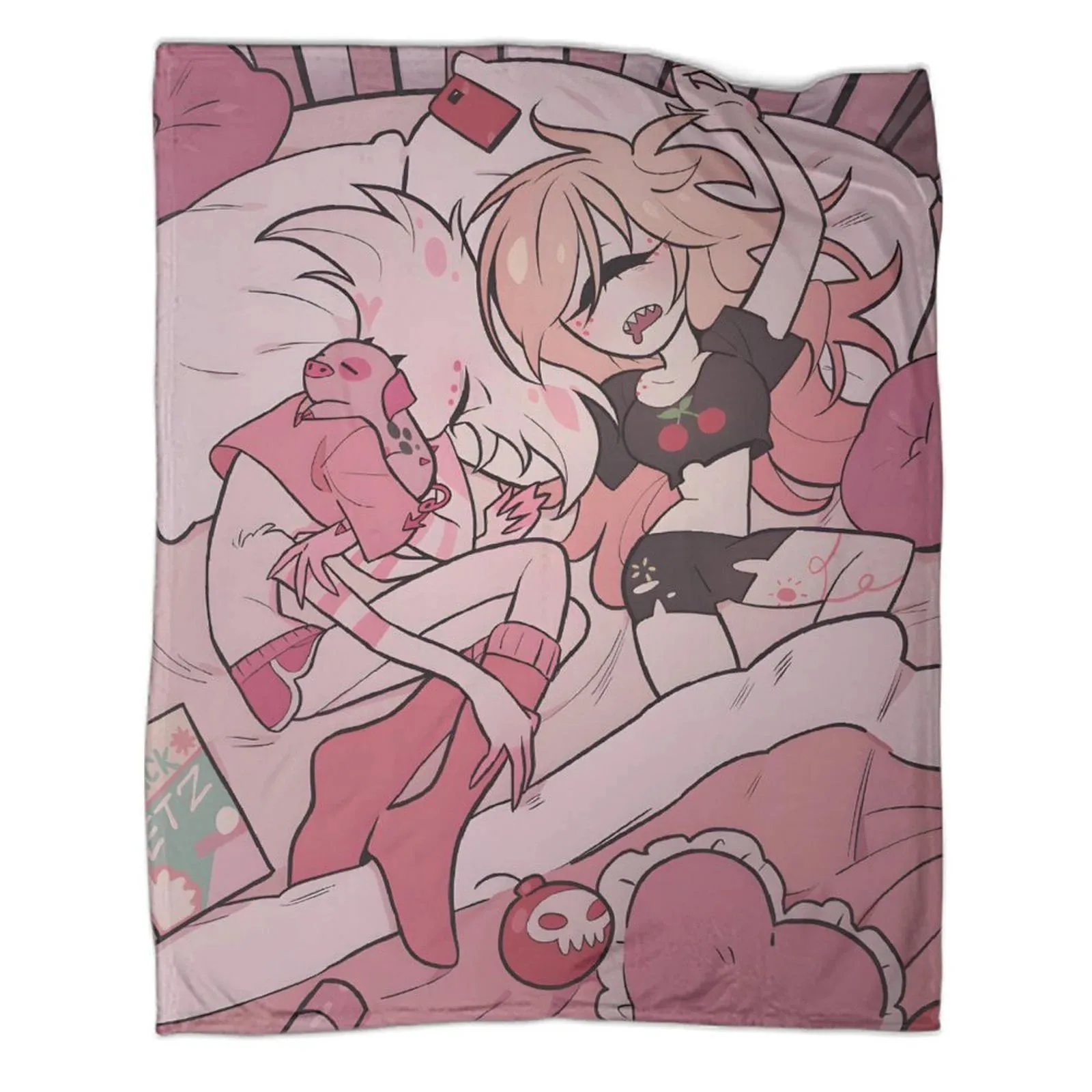 Hazbin Hotel Pale Pink Slumber Fleece Throw Blanket - Image 1