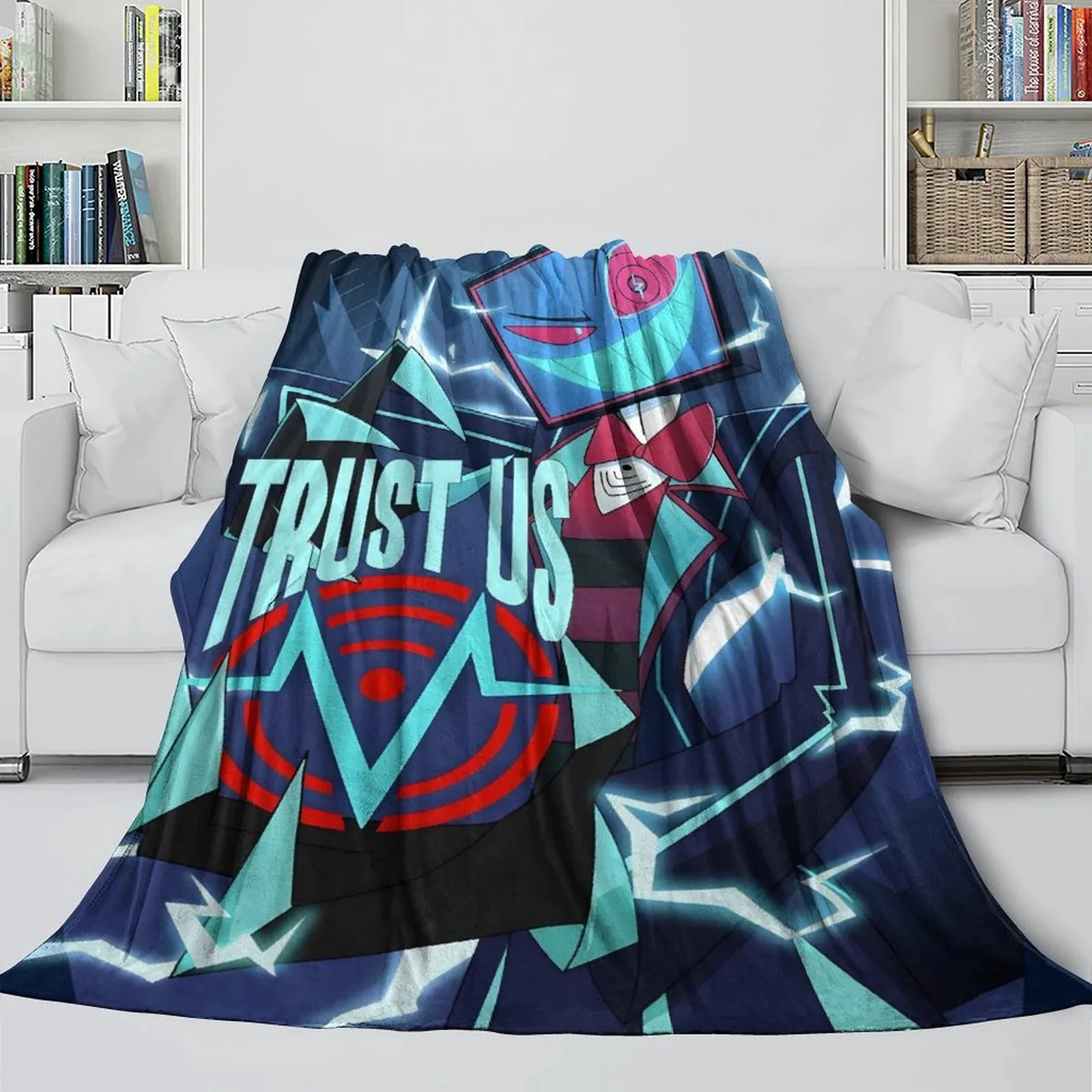 Hazbin Hotel Trust Us Blue Vox Fleece Throw Blanket - Image 3