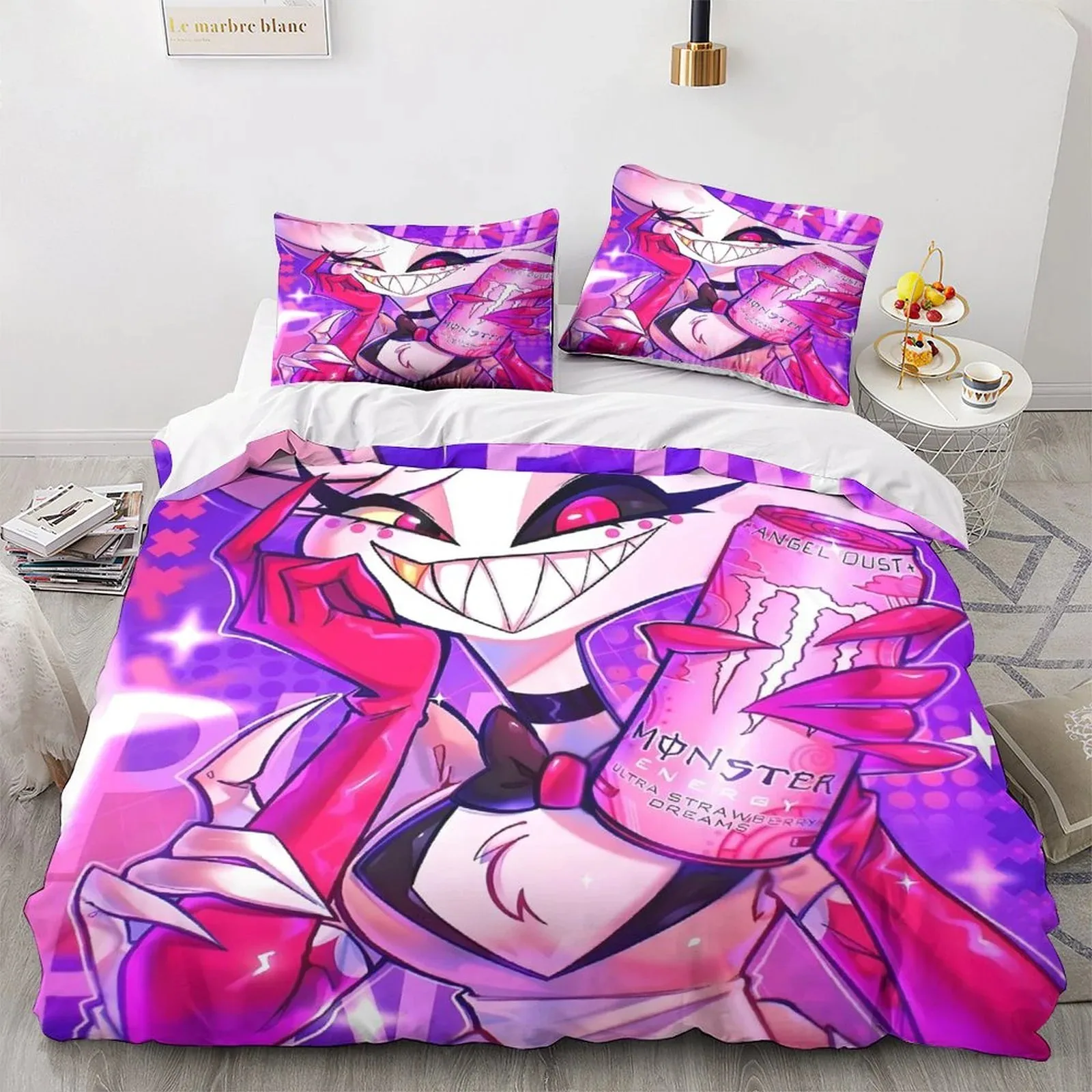 Hazbin Hotel Energy Can Purple Duvet Cover Set - Image 1