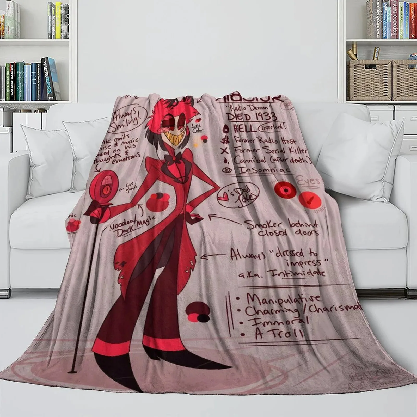 Hazbin Hotel Character Notes Cream Fleece Throw Blanket - Image 3
