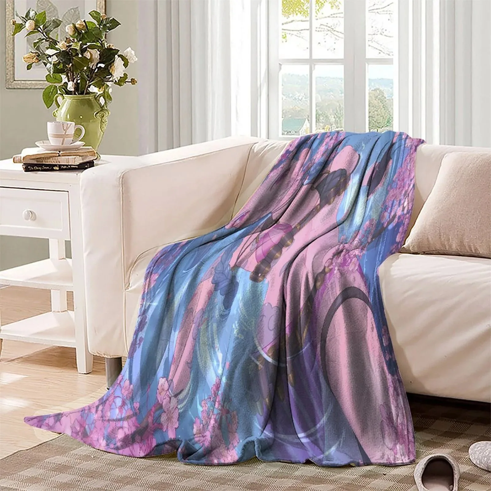 Arcane Jinx Cherry Blossom Pastel Fleece Throw Blanket - Image 3