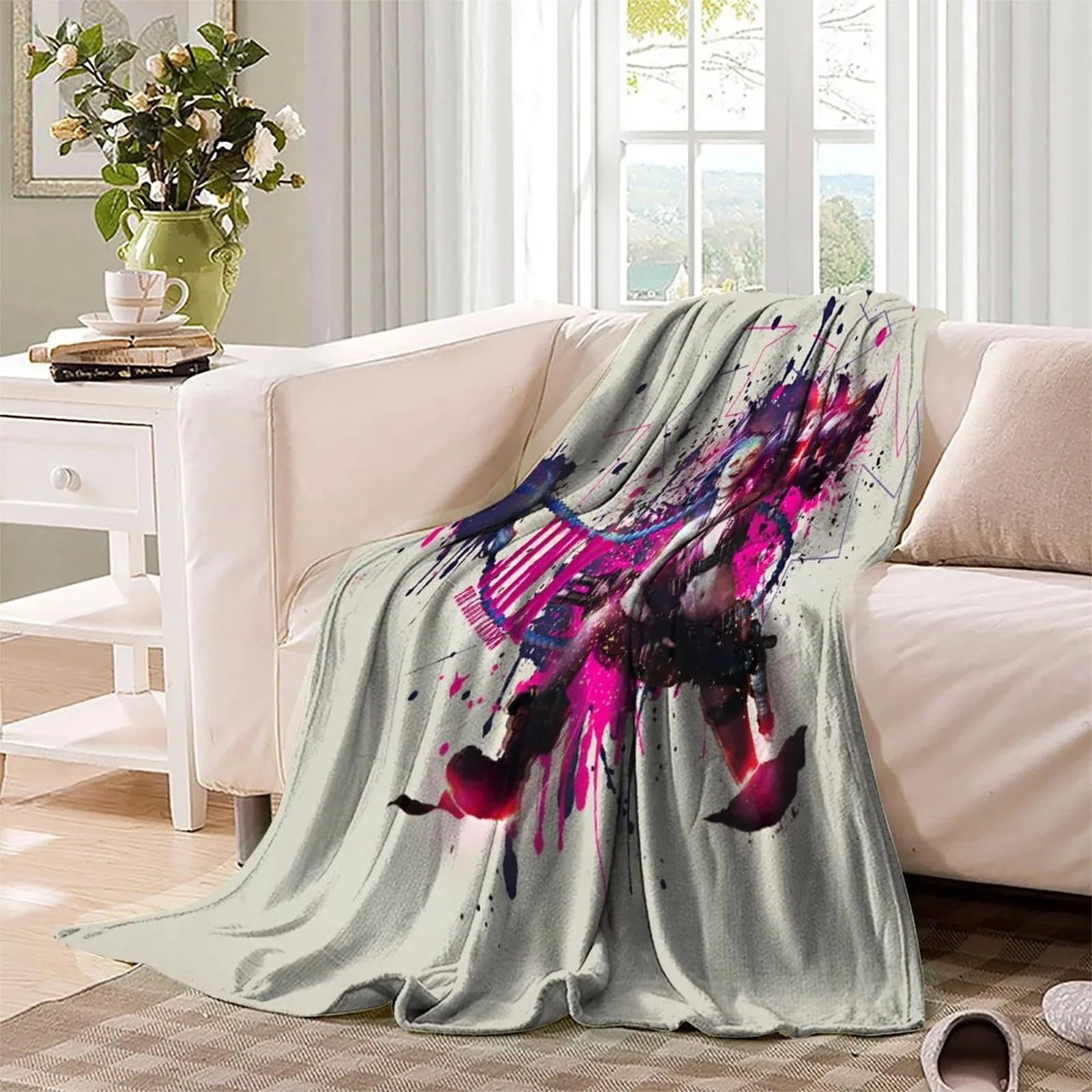 Arcane Jinx Ink Splatter Cream Fleece Throw Blanket - Image 3