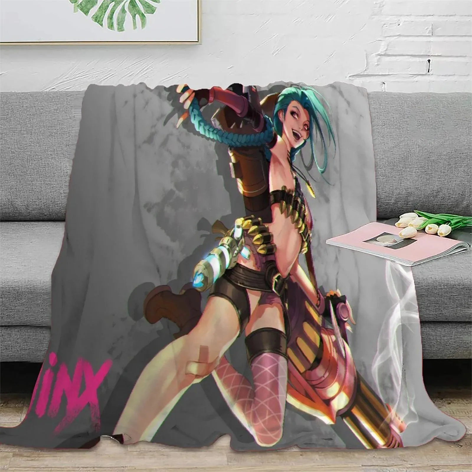 Arcane Jinx Concrete Grey Tag Fleece Throw Blanket - Image 2