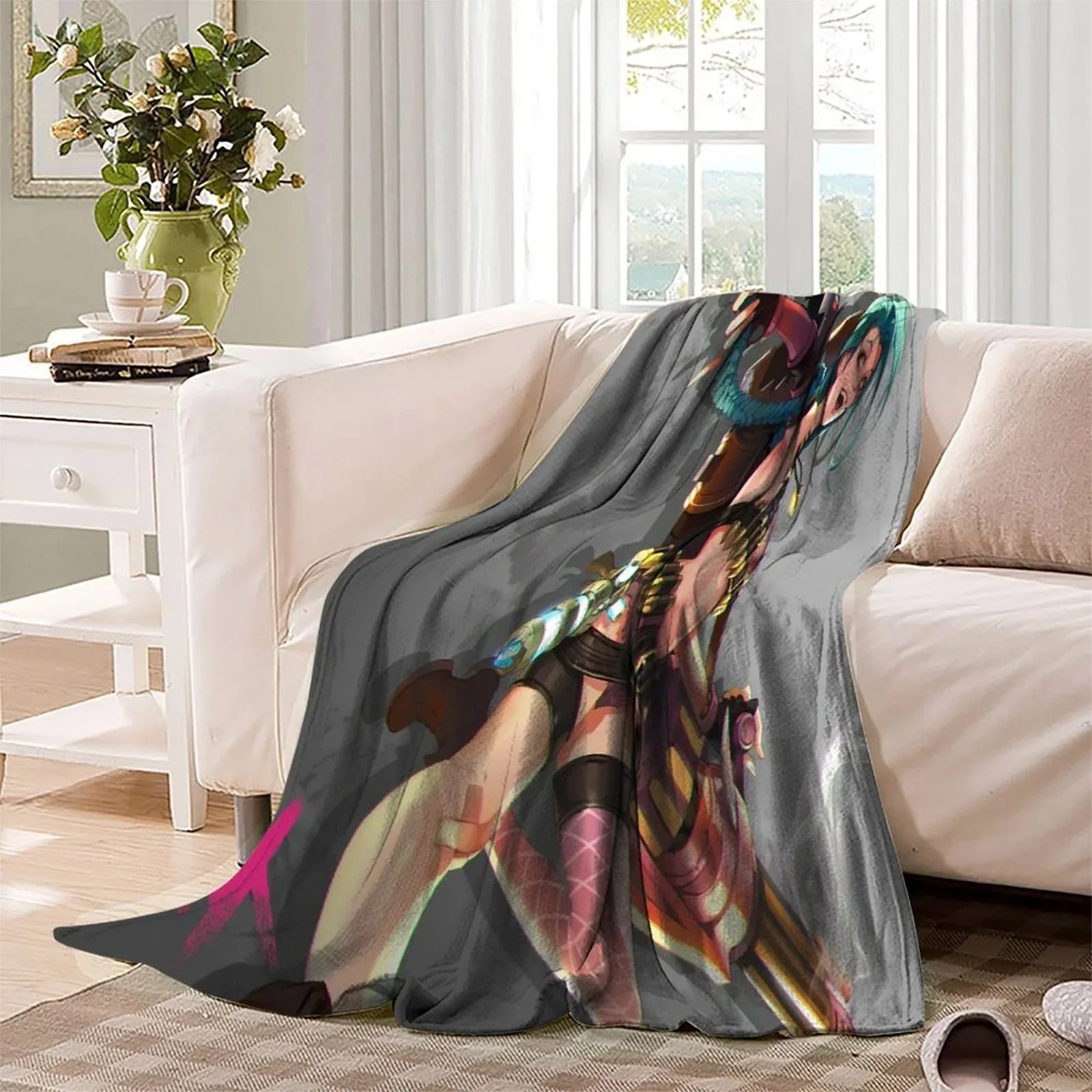 Arcane Jinx Concrete Grey Tag Fleece Throw Blanket - Image 3