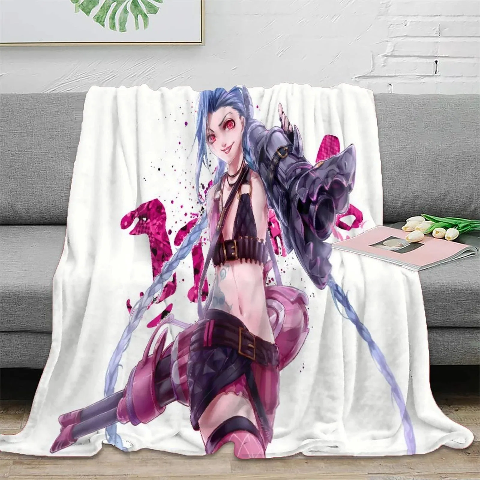 Arcane Jinx Pink Splash White Fleece Throw Blanket - Image 2