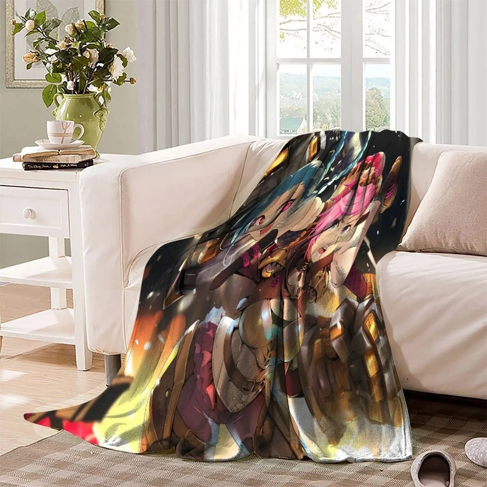 Arcane Jinx Sisters Brawl Gold Fleece Throw Blanket - Image 3