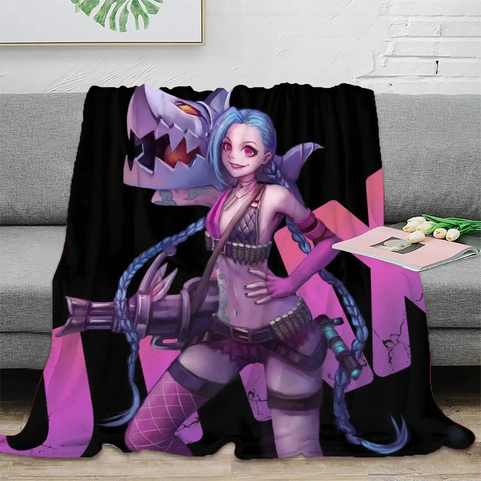 Arcane Jinx Fishbone Black X Fleece Throw Blanket - Image 2