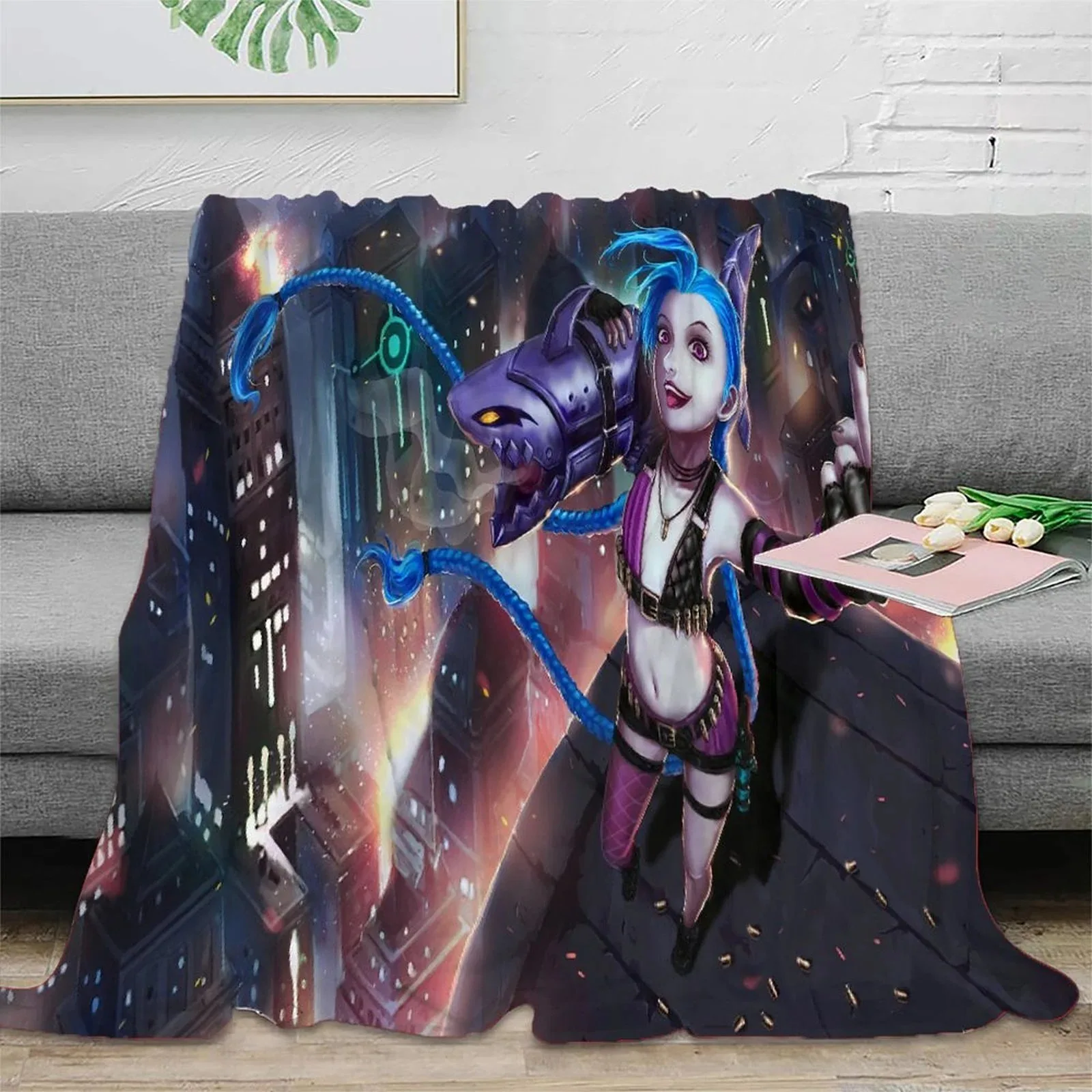 Arcane Jinx Night City Rocket Fleece Throw Blanket - Image 2