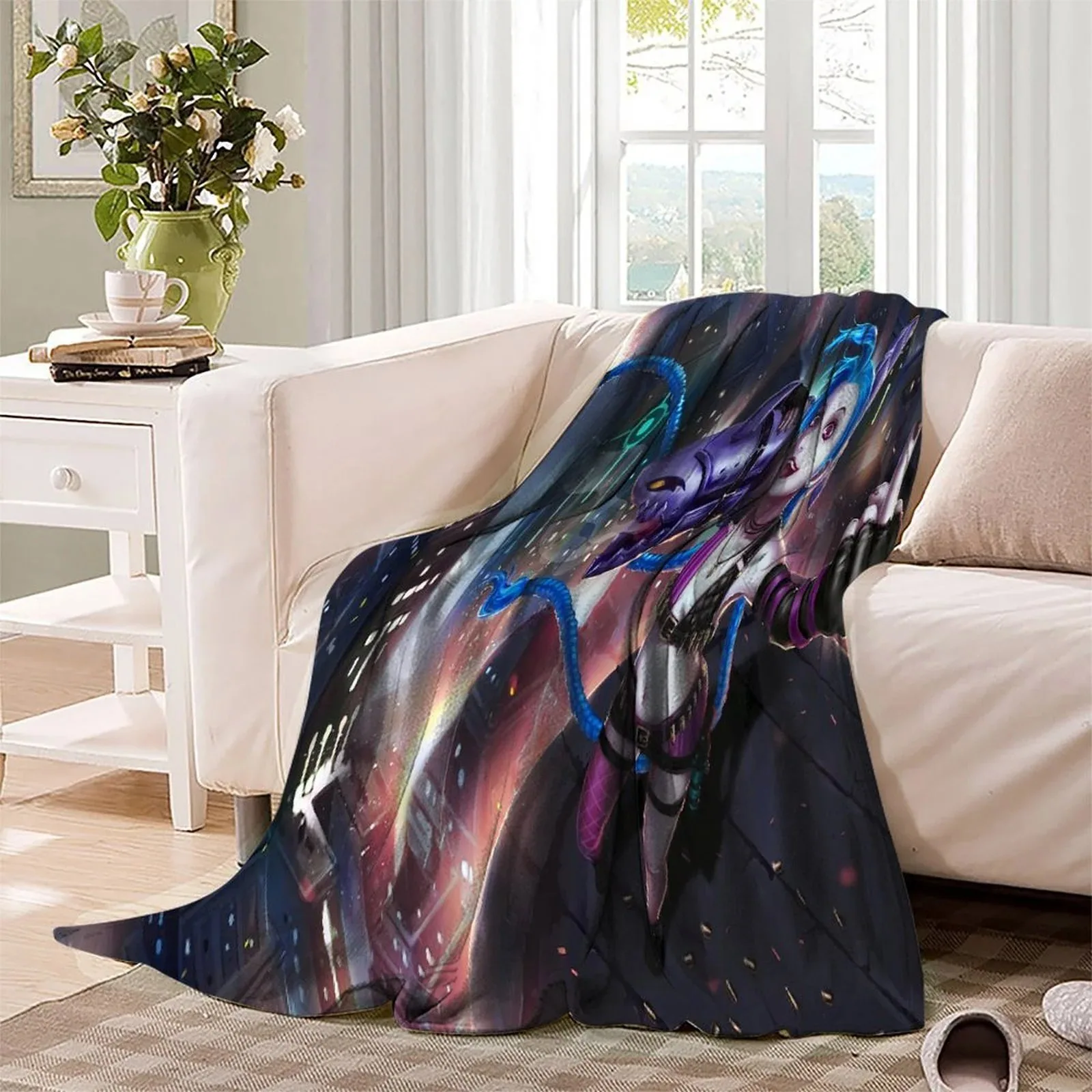 Arcane Jinx Night City Rocket Fleece Throw Blanket - Image 3